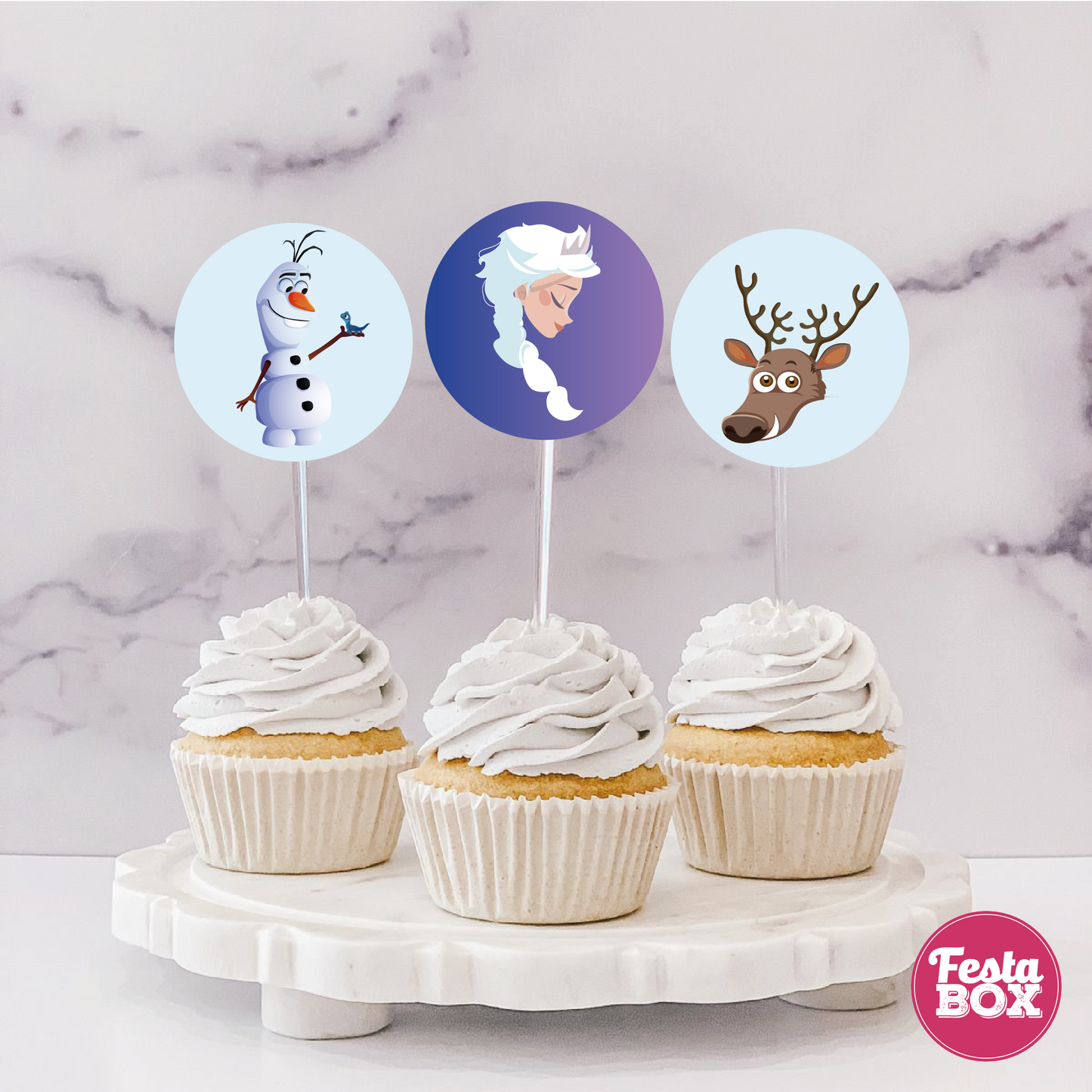 Cupcake Topper for Birthday Party - Frozen Theme (Set of 6) - Assorted (option 2)