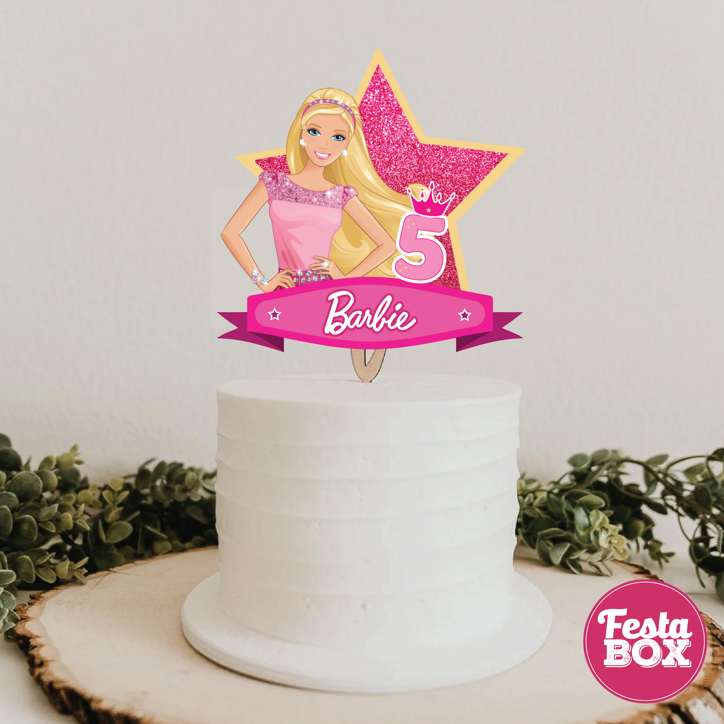 Cake Topper for Birthday Party Decoration - Barbie Theme - Option 2