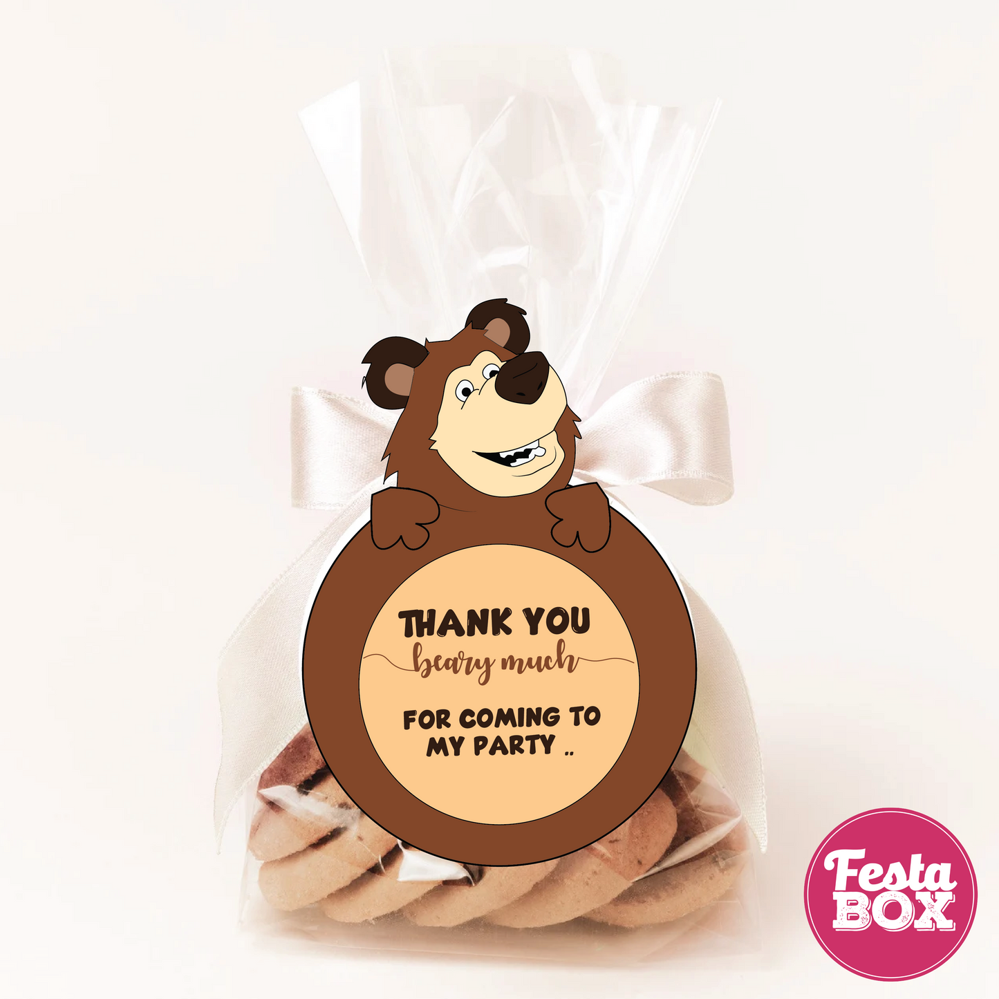 Gift Tags for Birthday Party Decoration - Masha and Bear Theme (Set of 6) - Option 1