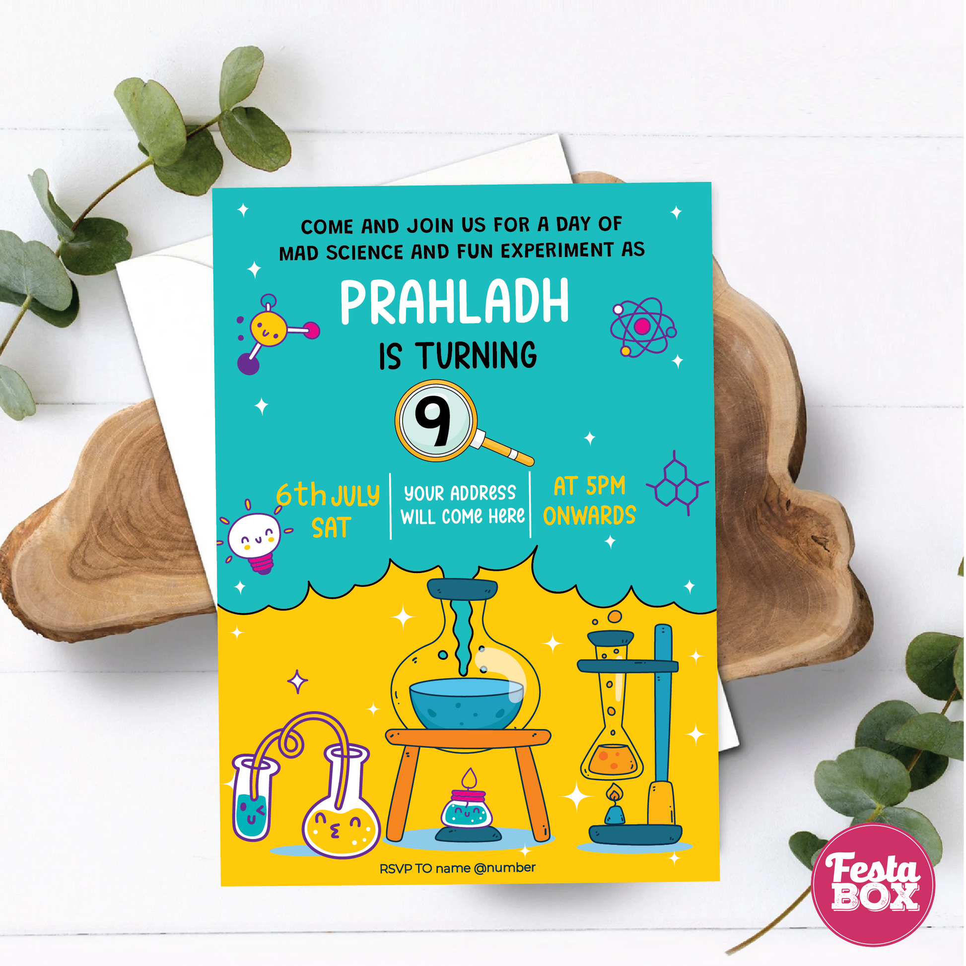 e-Invite for Birthday Party - Science Theme - Option 2