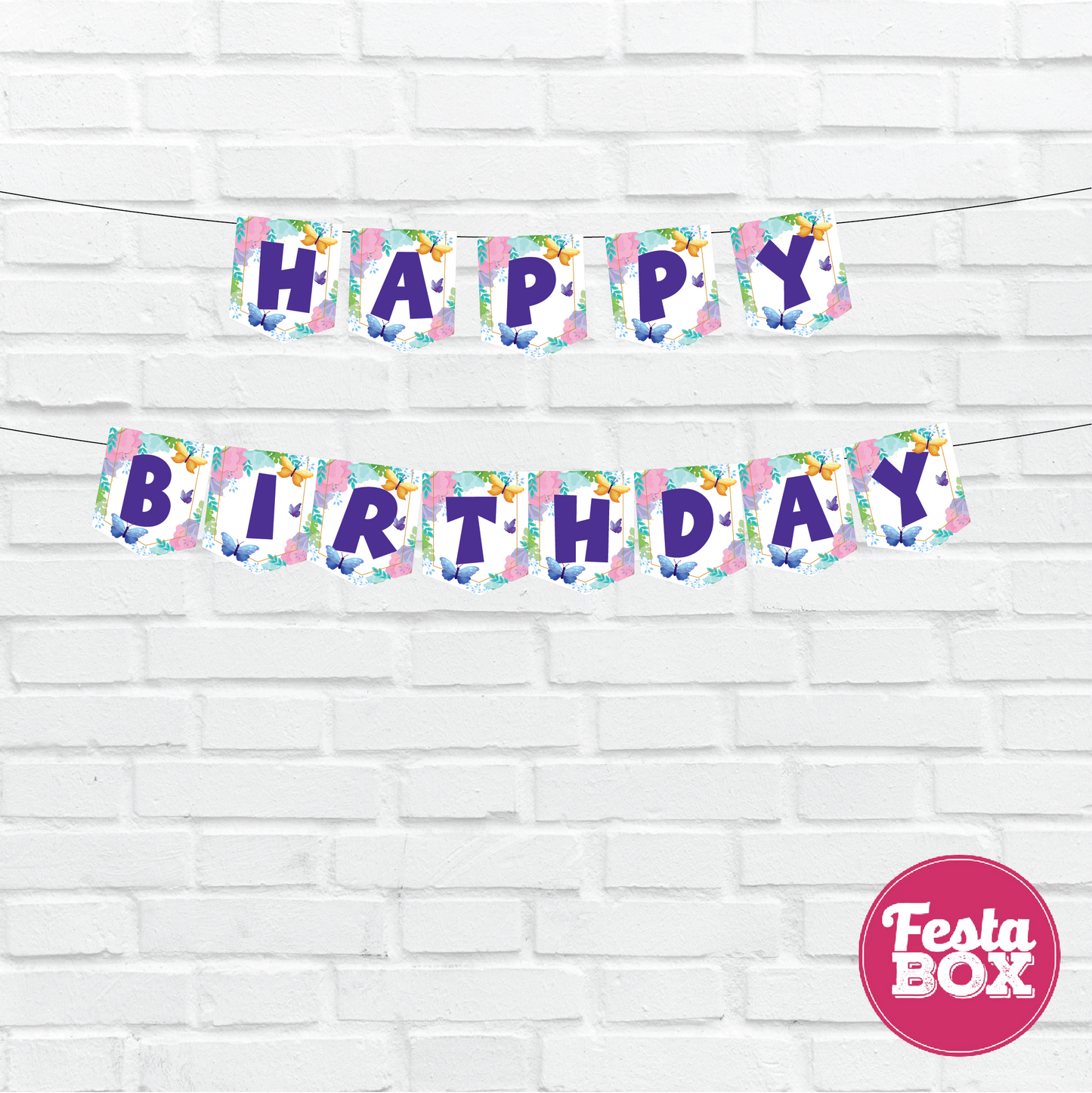 Happy birthday banner - Butterfly Theme Option 1
