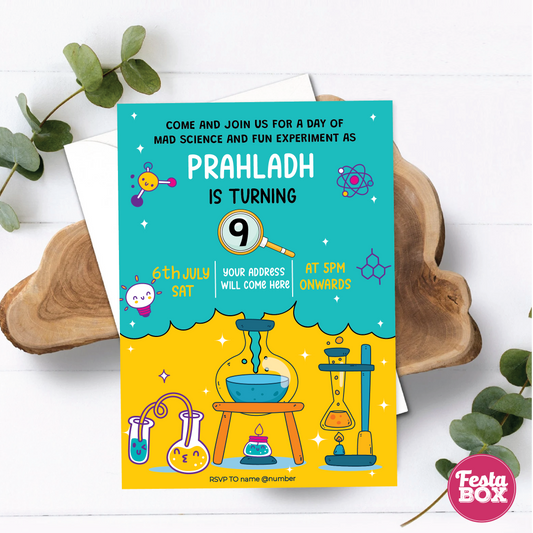 Birthday Party Invitation - Science Theme (Set of 6) - Option 2