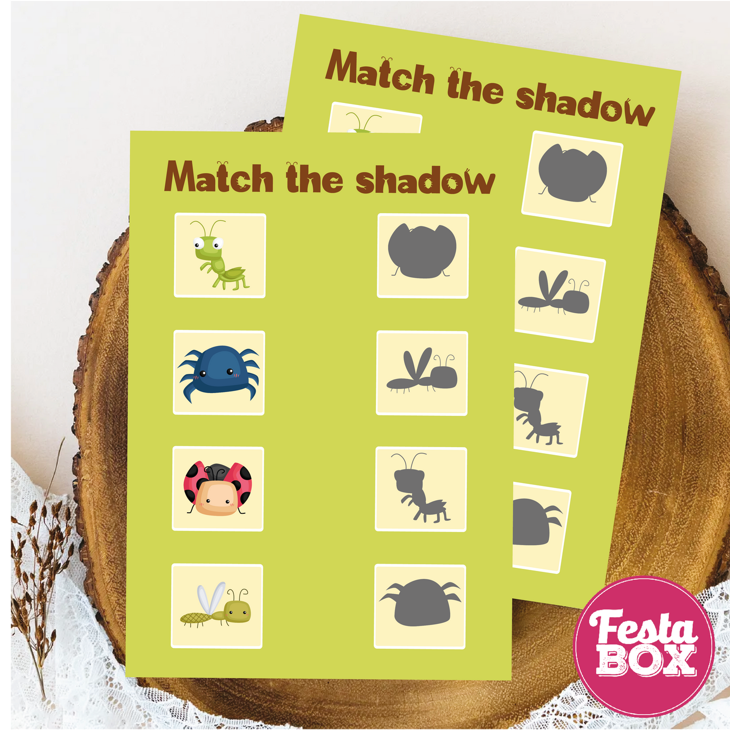 Birthday Game - Match the Following - Bugs Theme (Set of 6)