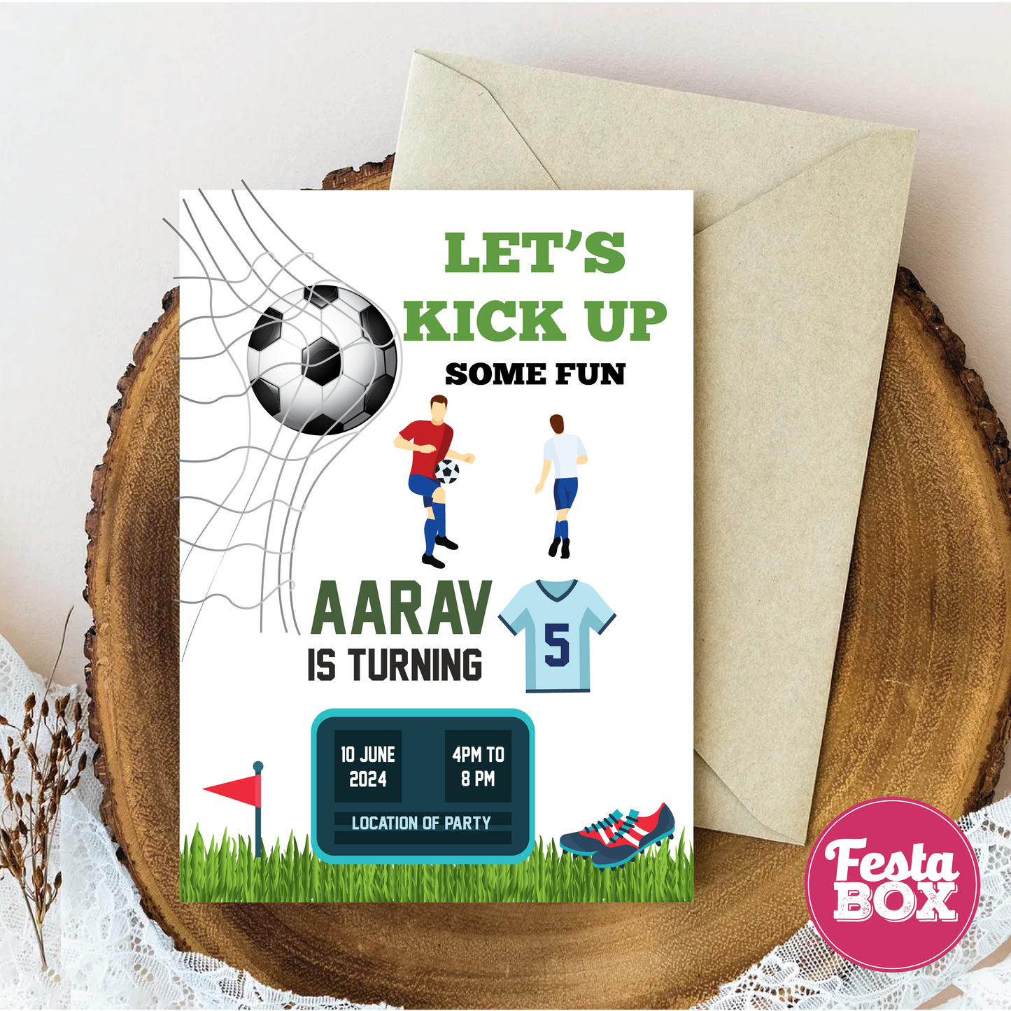 Birthday Party Invitation - Football theme (Set of 6) - Option 1