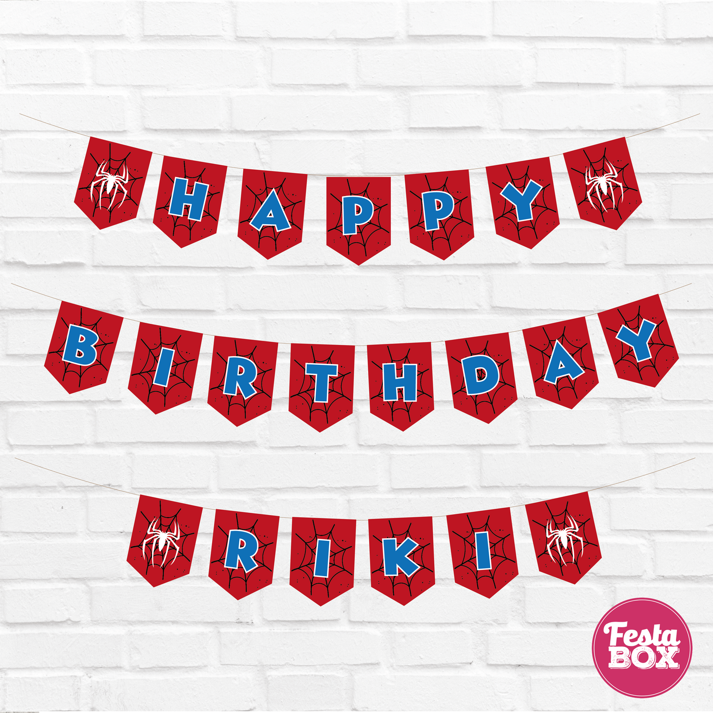 Happy birthday banner with name - Spiderman Theme Option 1