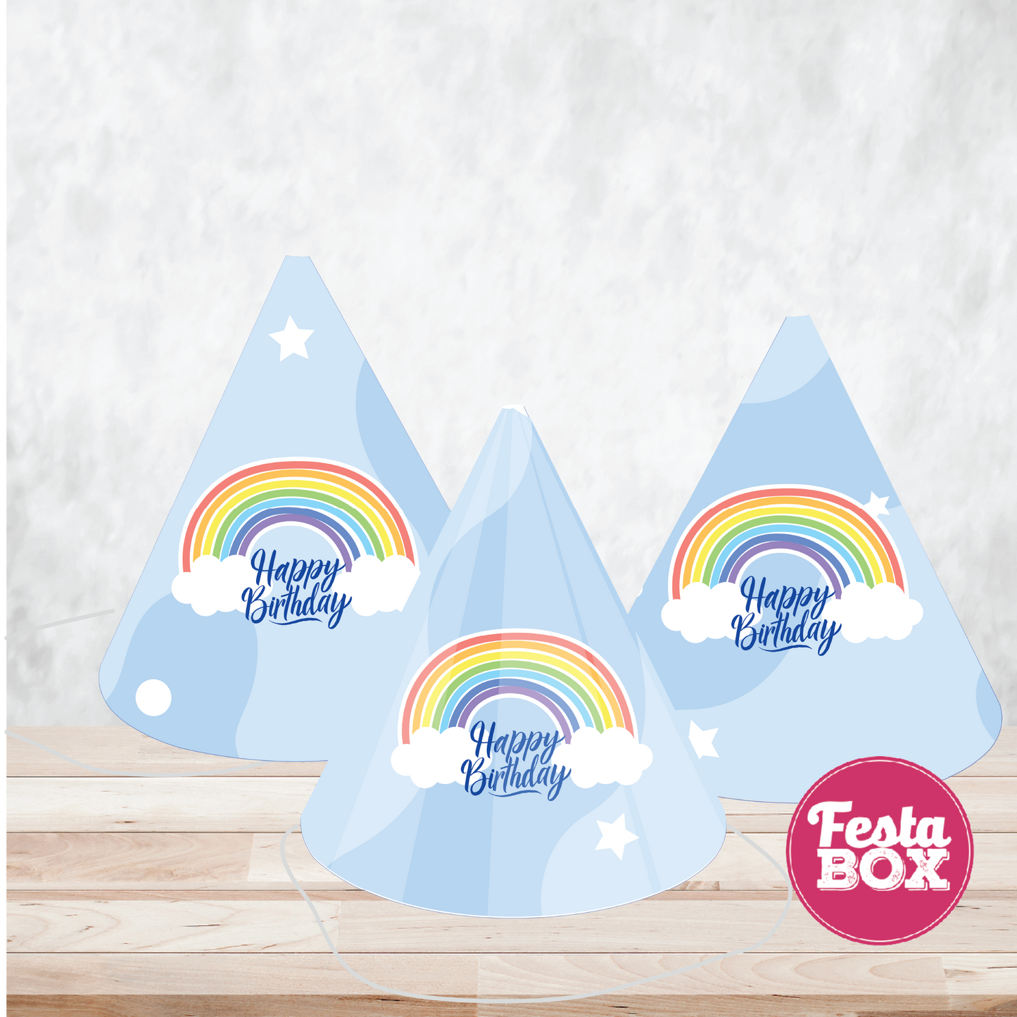 Birthday Celebration Caps - Rainbow Theme (Set of 6) - Option 3