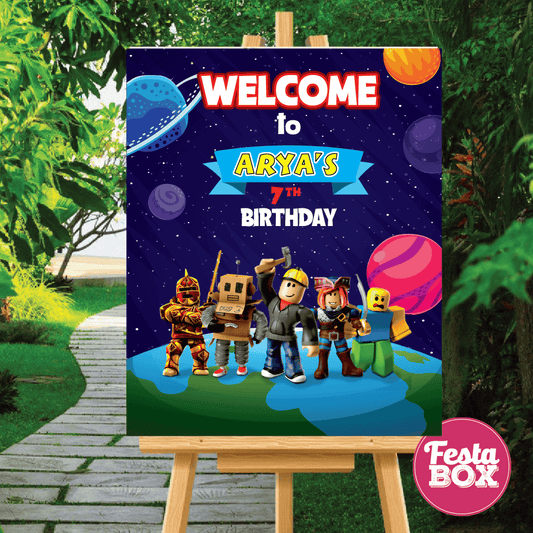 Welcome Sign for Birthday Party Decoration - Roblox Theme