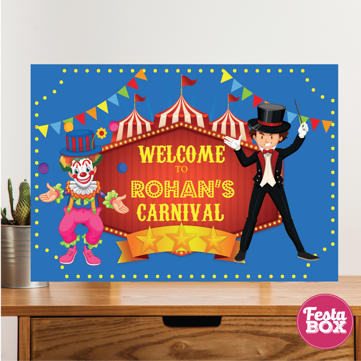Welcome Sign for Birthday Party - Carnival Theme by Festabox