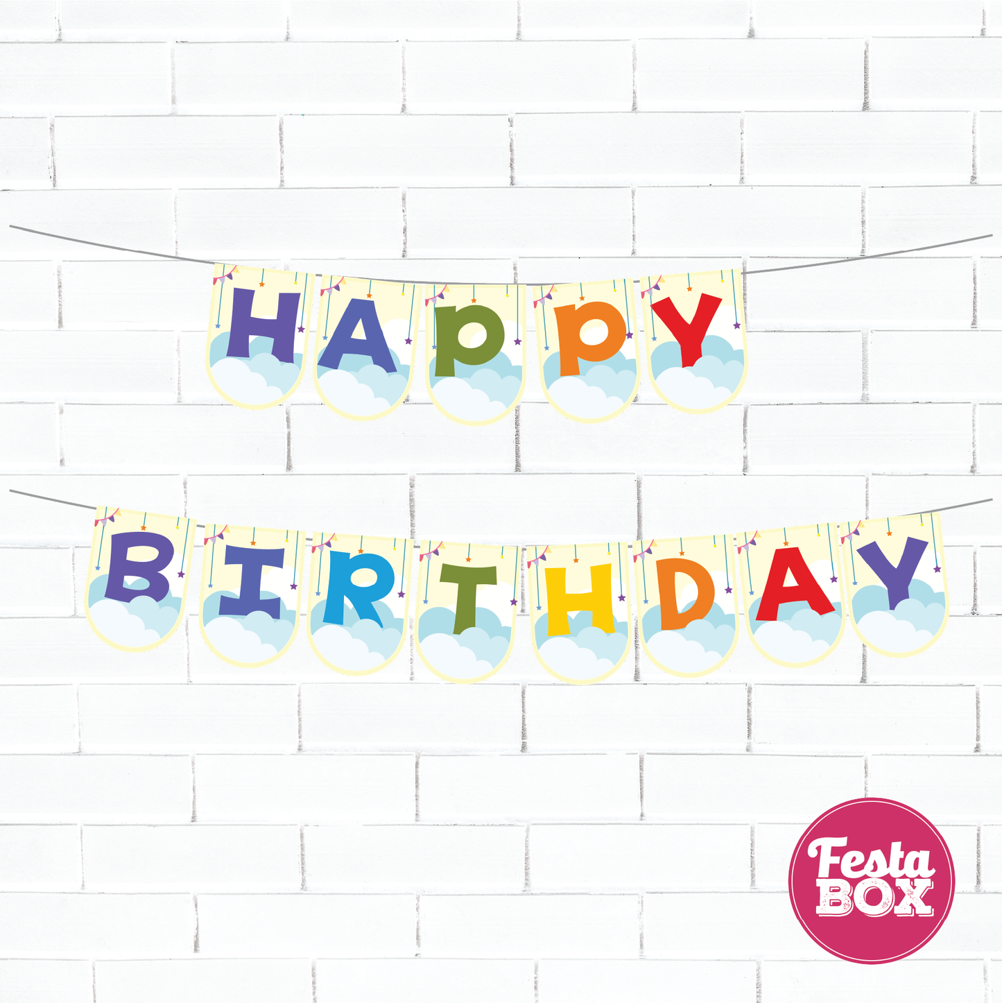 Happy birthday banner - Rainbow Theme Option 1