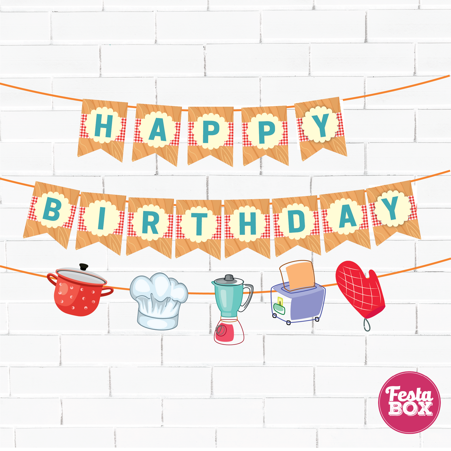 Background Banner for Birthday Party Decoration - Chef Theme - Option 1