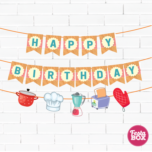 Background Banner for Birthday Party Decoration - Chef Theme - Option 1