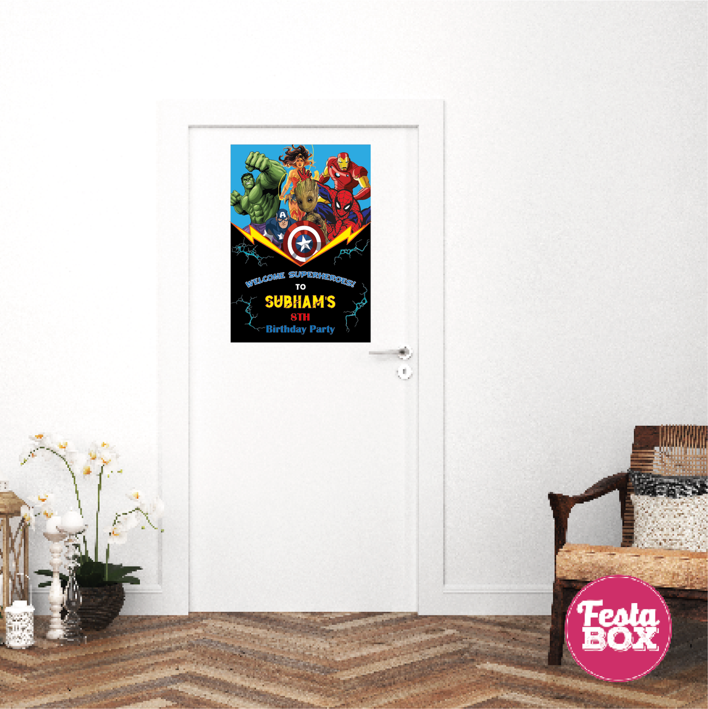 Welcome Sign poster for Birthday Party Decoration - Avengers Theme