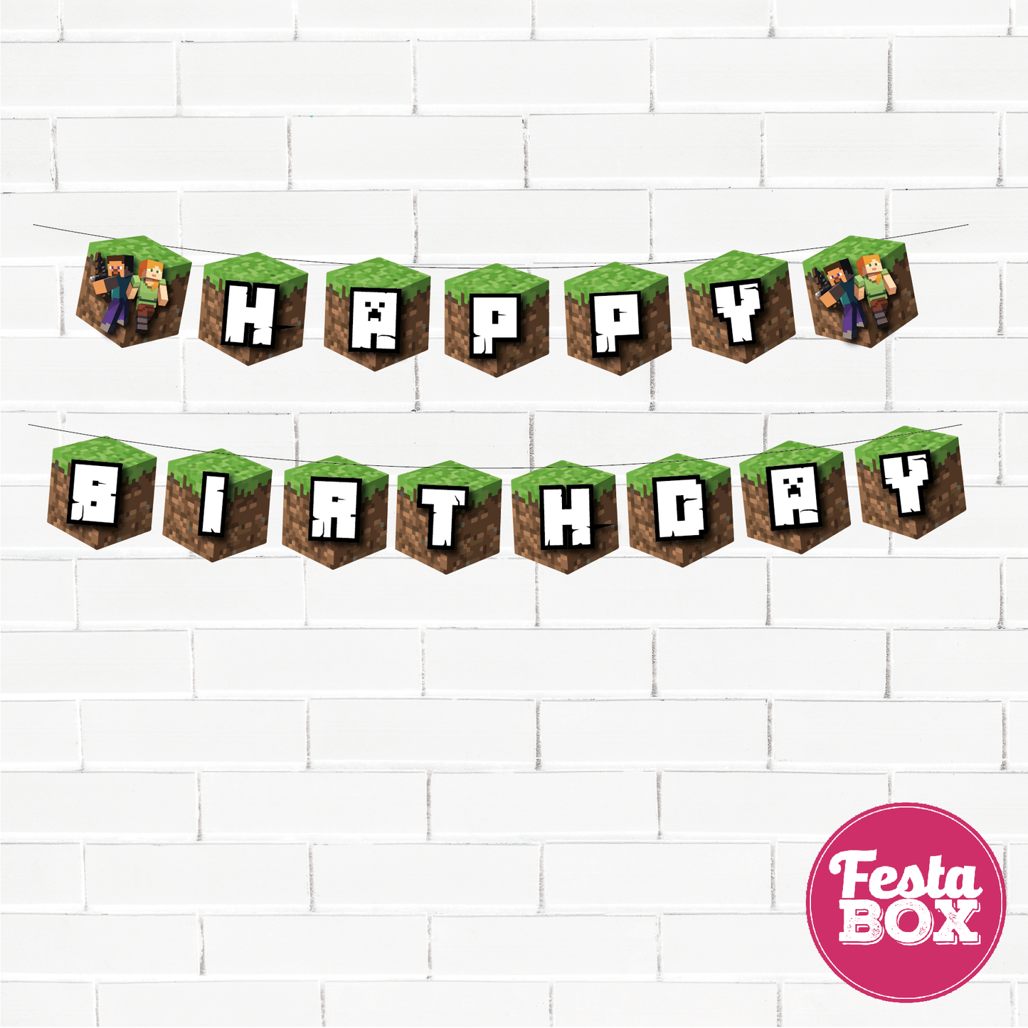 Background Banner for Birthday Party Decoration - Minecraft Theme Option 2