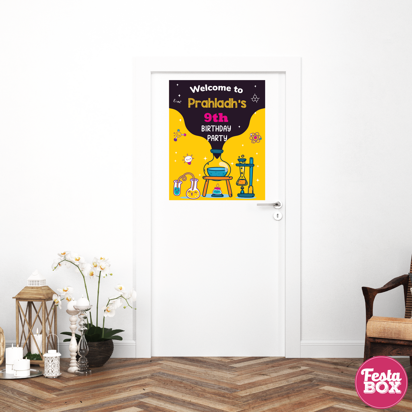 Welcome Sign for Birthday Party Decoration - Science Theme - Option 2