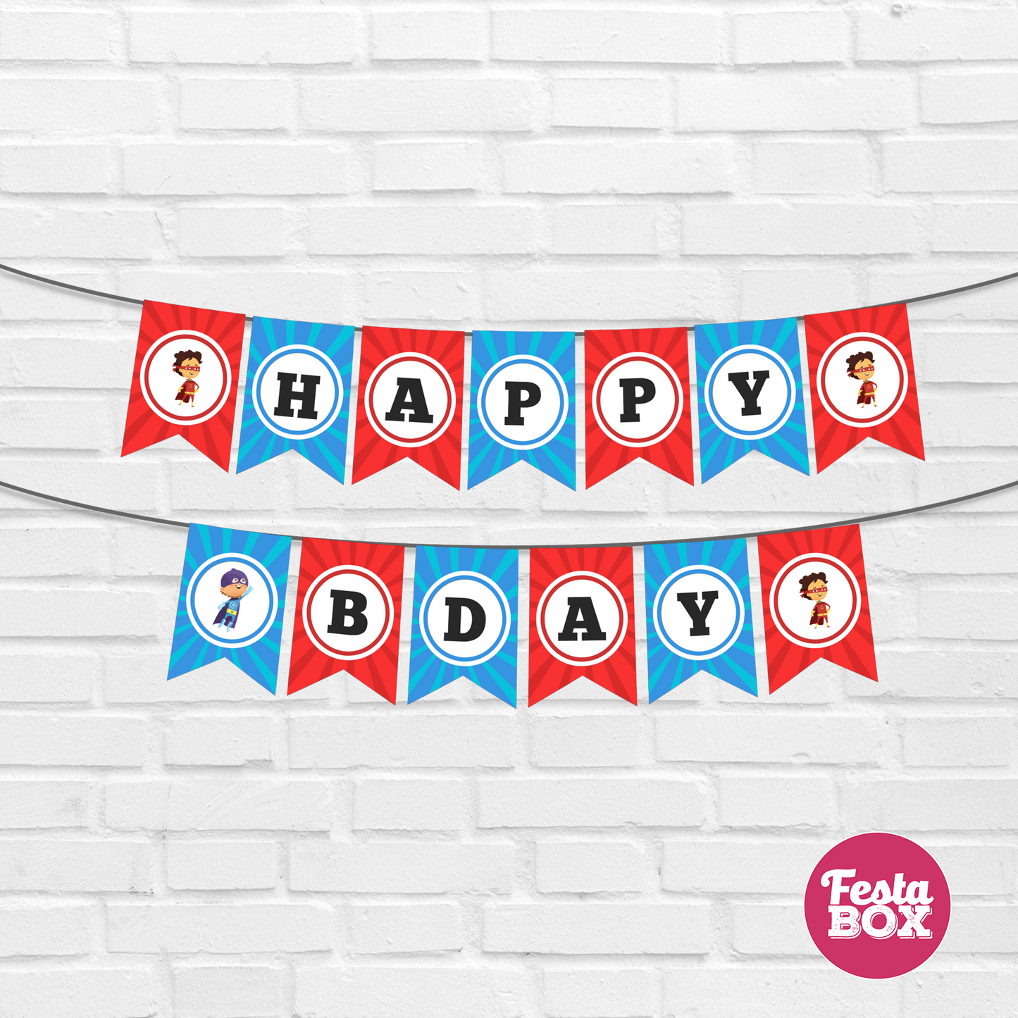 Background Banner for Birthday Party Decoration - Superhero Theme - Option 1