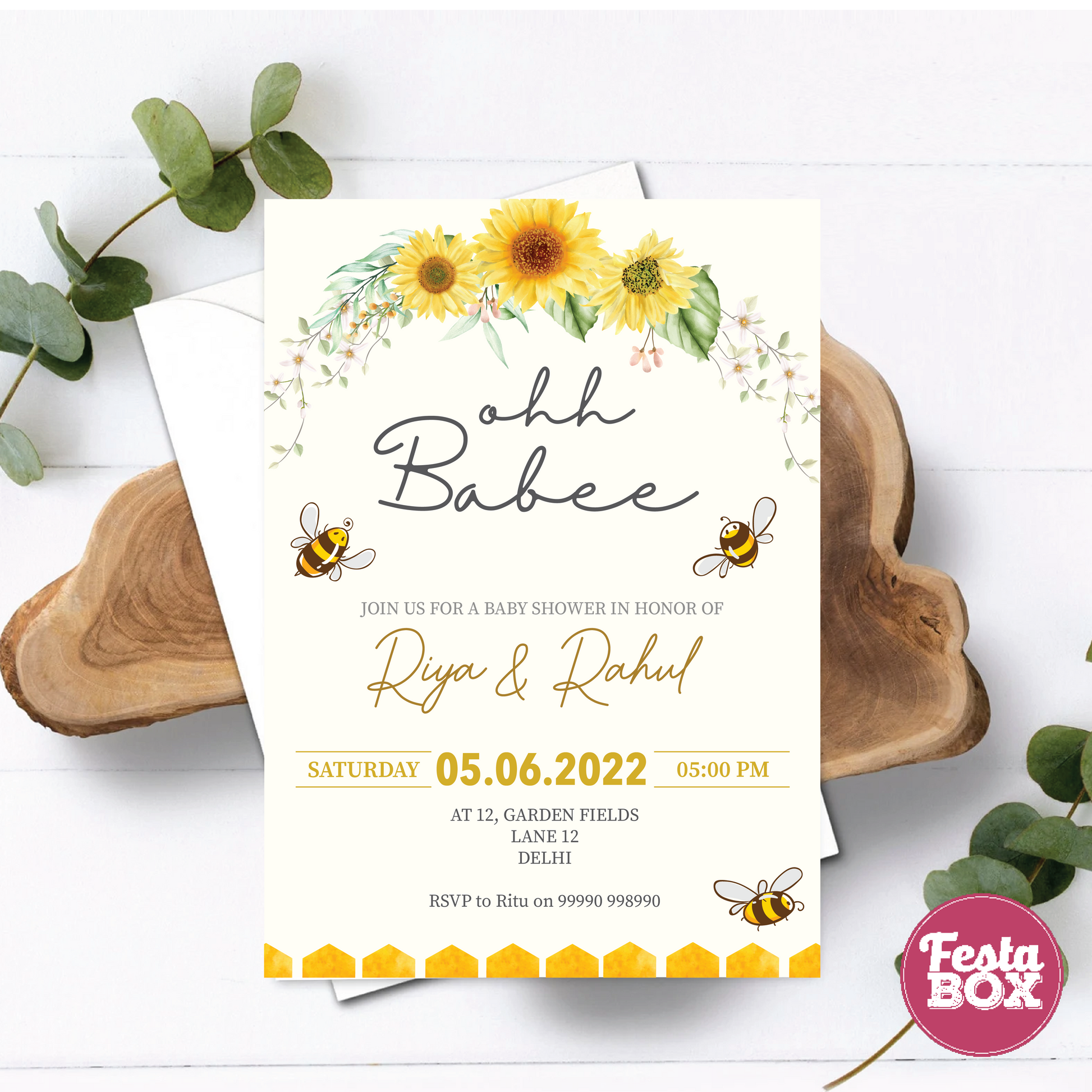 Baby Shower Invitation - Honeybee Collection by Festabox