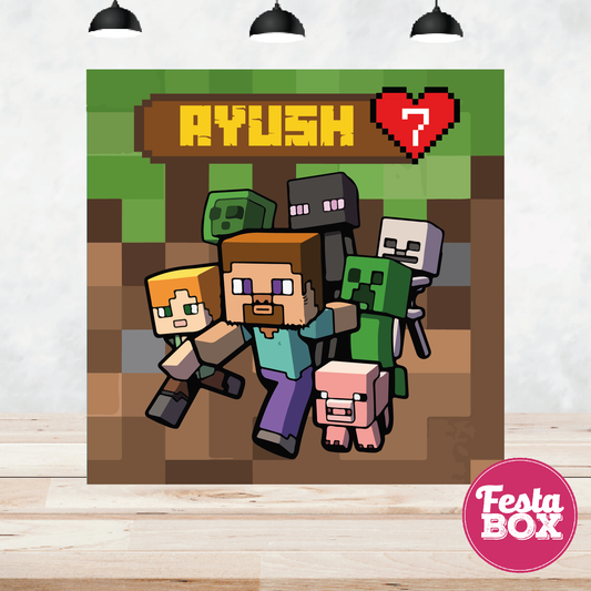 Backdrop for Birthday Party - Minecraft Theme