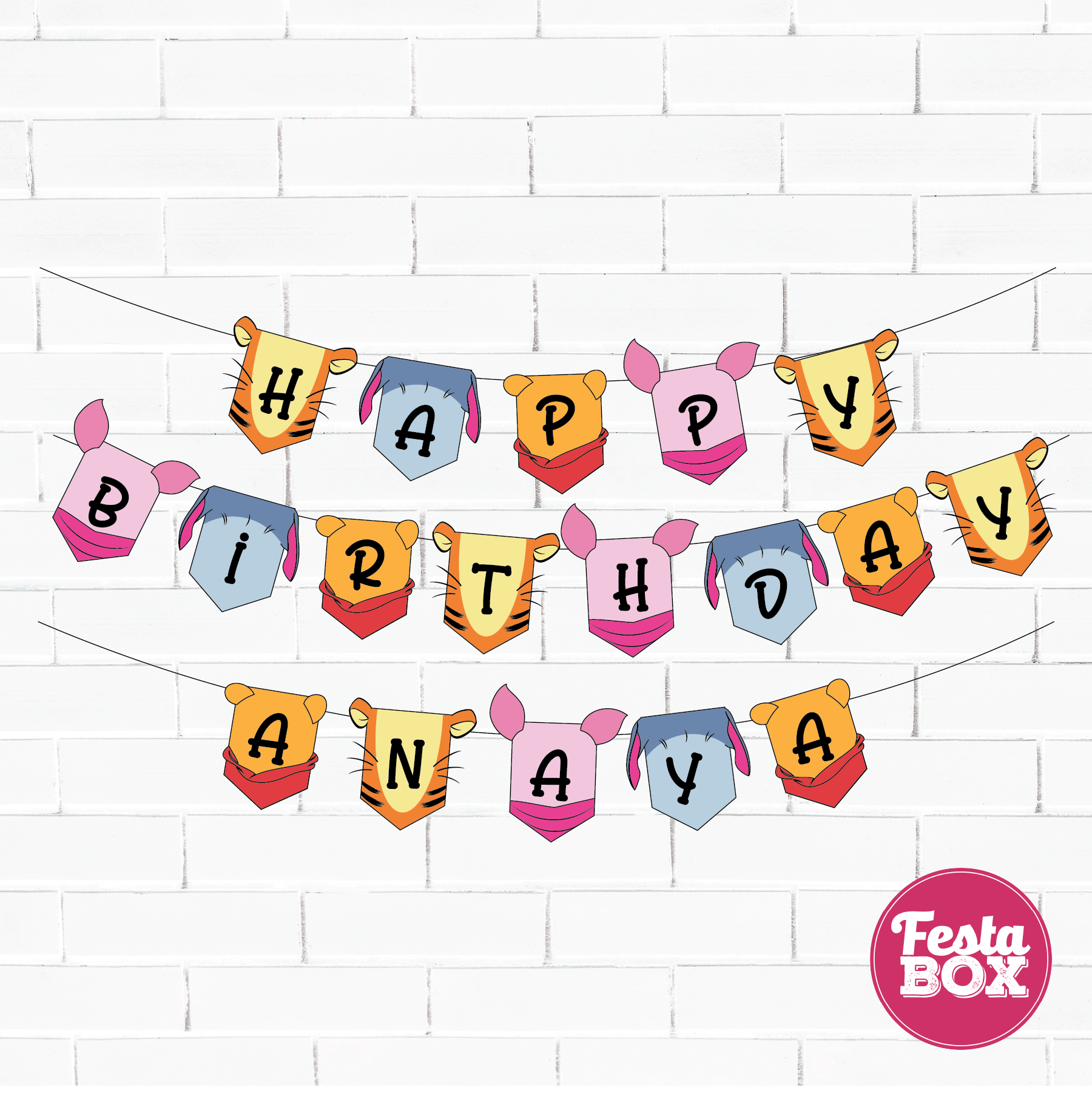 Background Banner for Birthday Party Decoration - Winnie the Pooh Theme Option 1