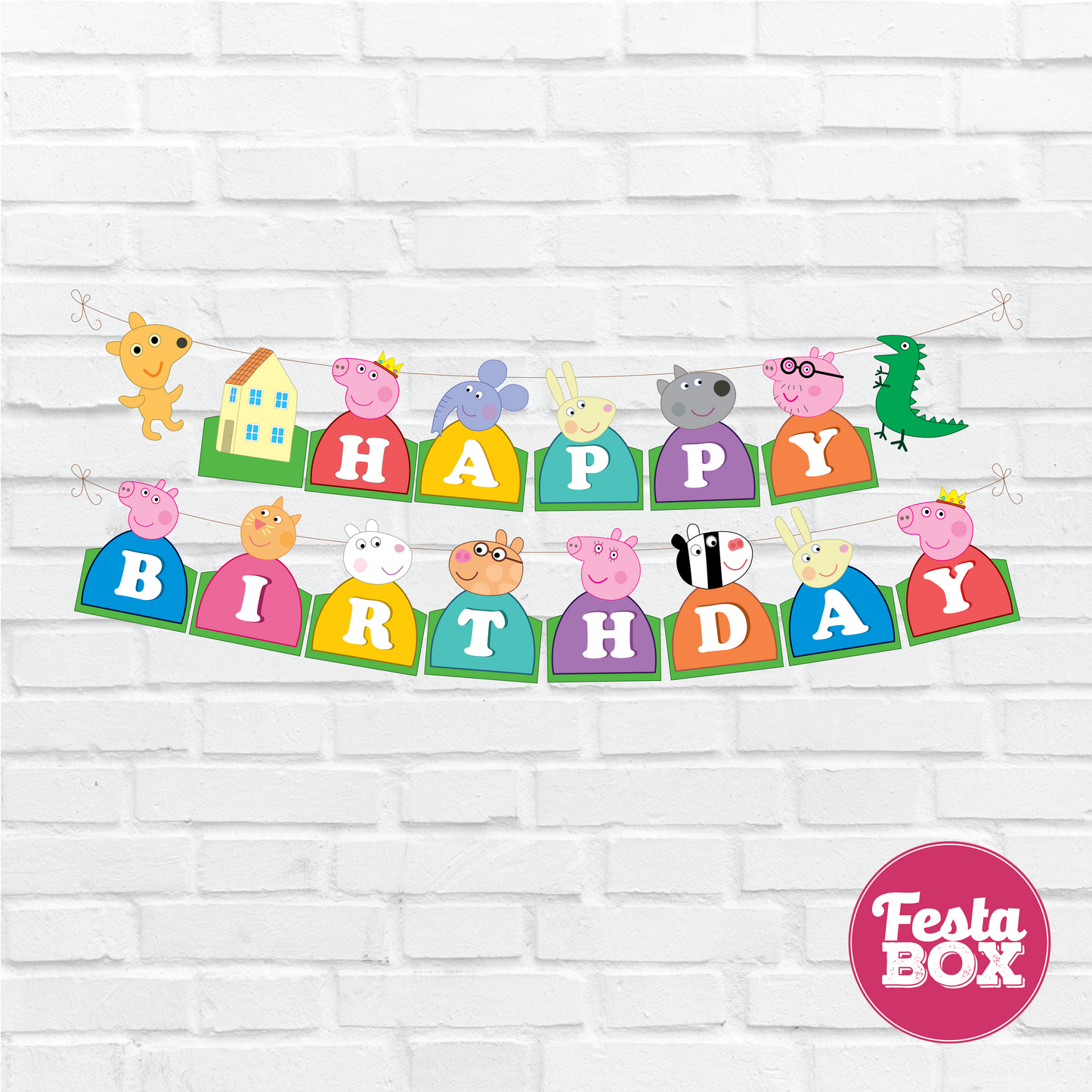 Background Banner for Birthday Party Decoration - Peppa Pig Theme option 1