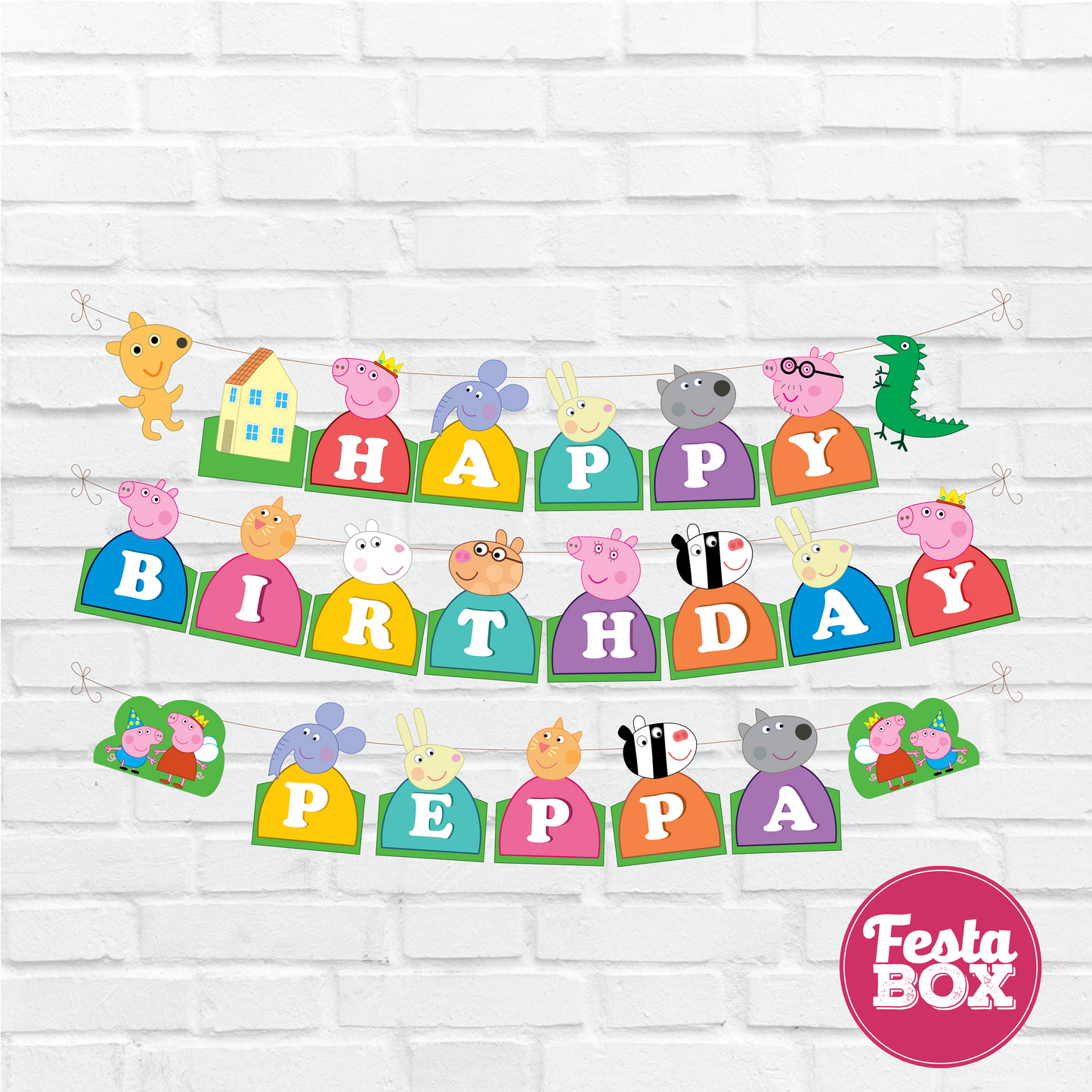Background Banner for Birthday Party Decoration - Peppa Pig Theme option 1