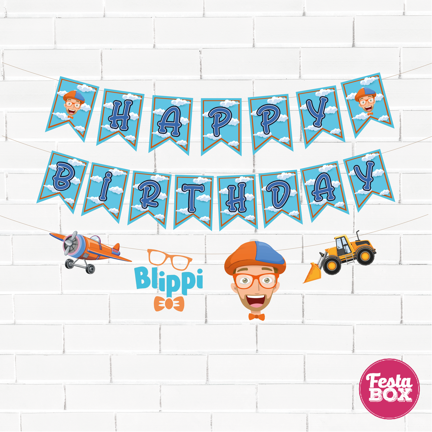 Background Banner for Birthday Party - Blippi Theme by Festabox - Option 2