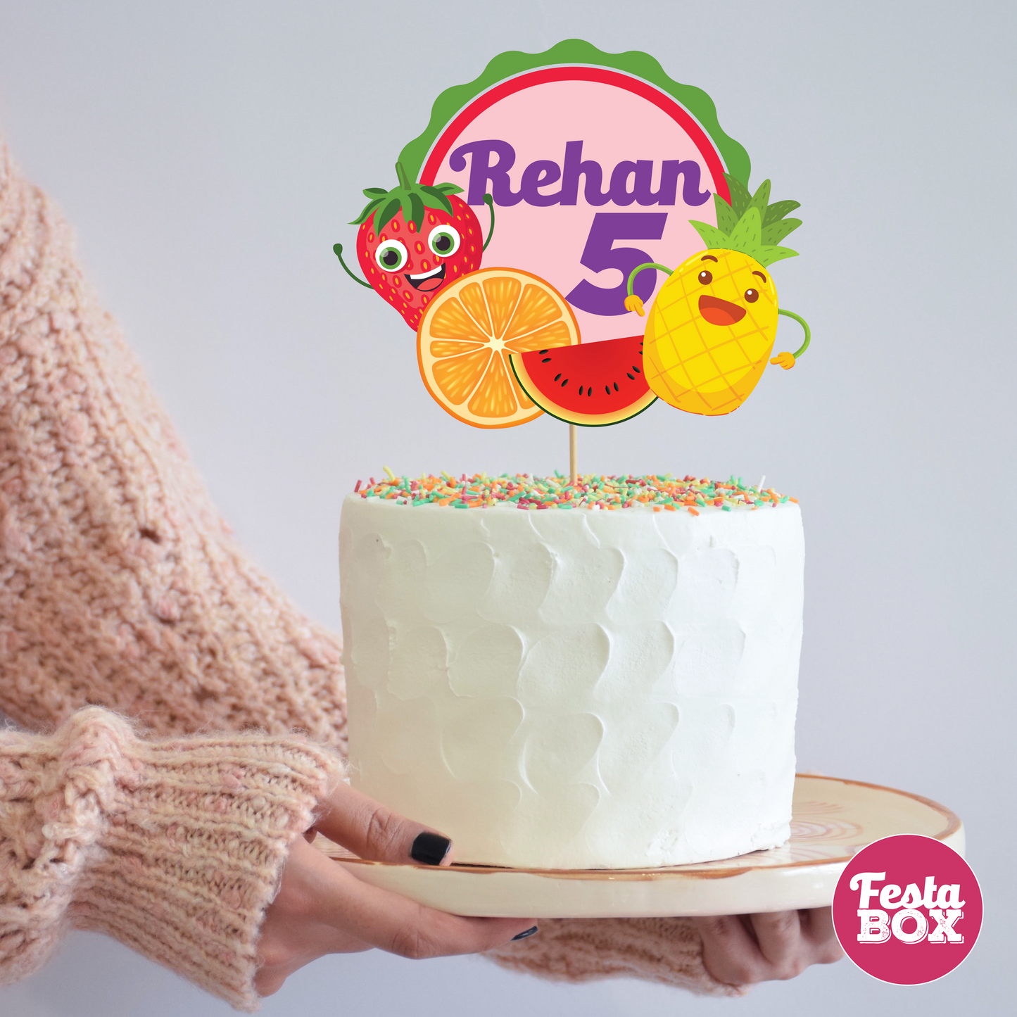 Cake Topper for Birthday Party - Fruit Theme by Festabox - Option 1