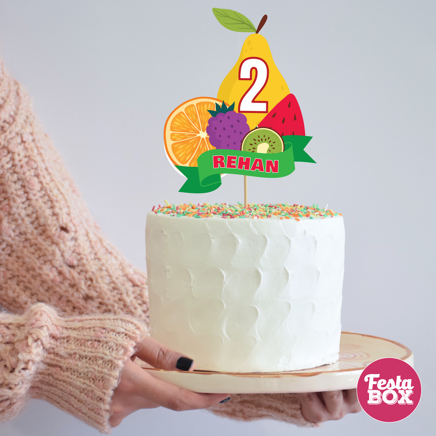 Cake Topper for Birthday Party - Fruit Theme by Festabox - Option 2