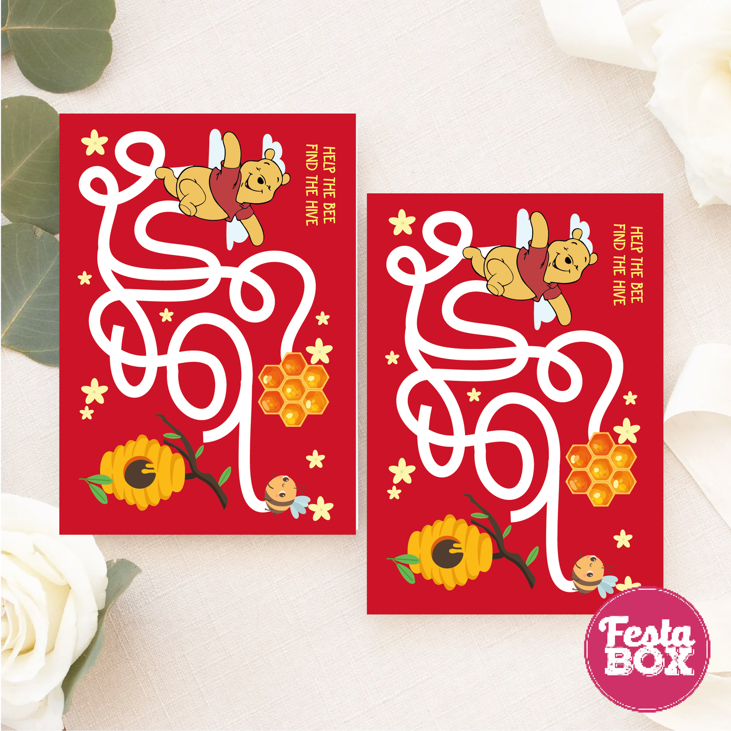 Birthday Game - Find the way - Winnie the Pooh Theme (Set of 6)