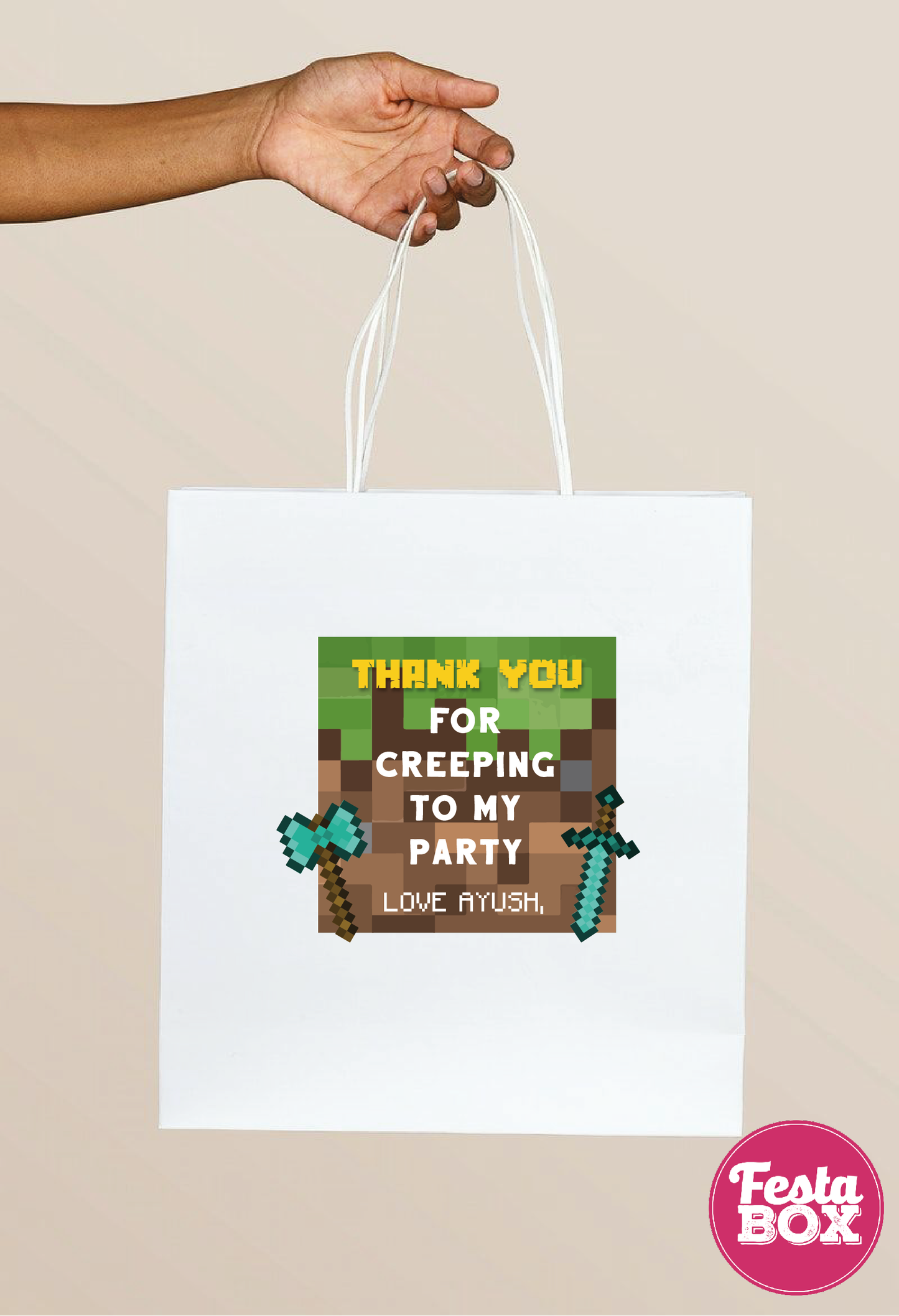 Return Gift Bags for Birthday Party - Minecraft Theme - Option 1