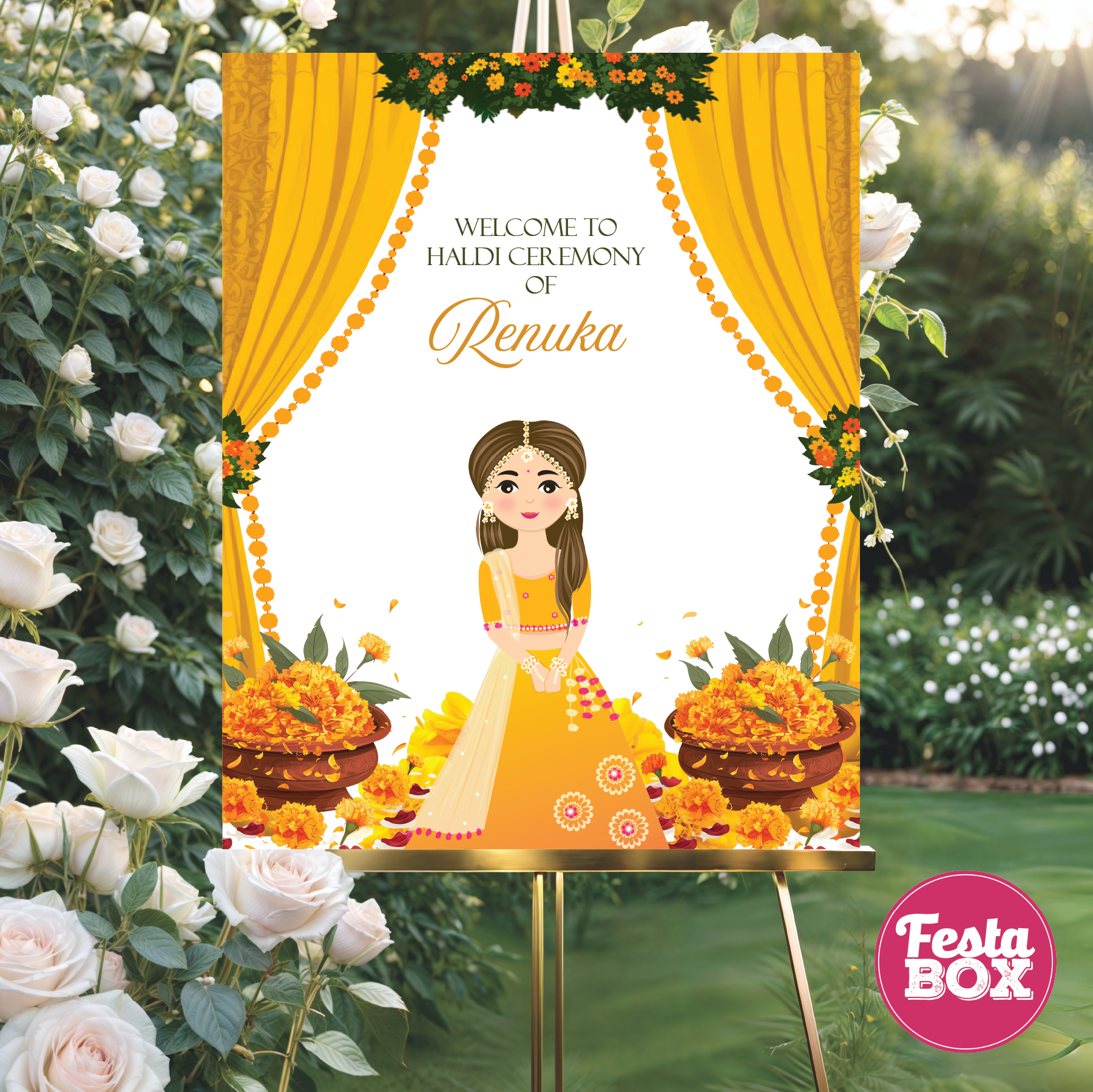 Haldi welcome sign for Indian weddings