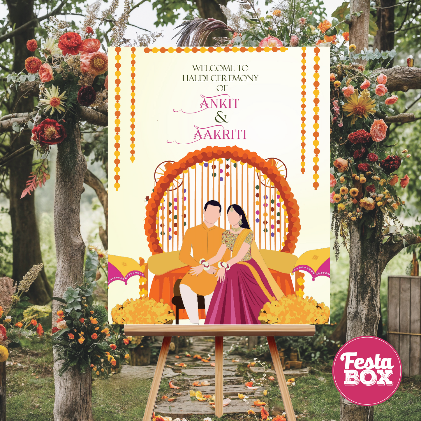 Haldi Welcome board Indian wedding