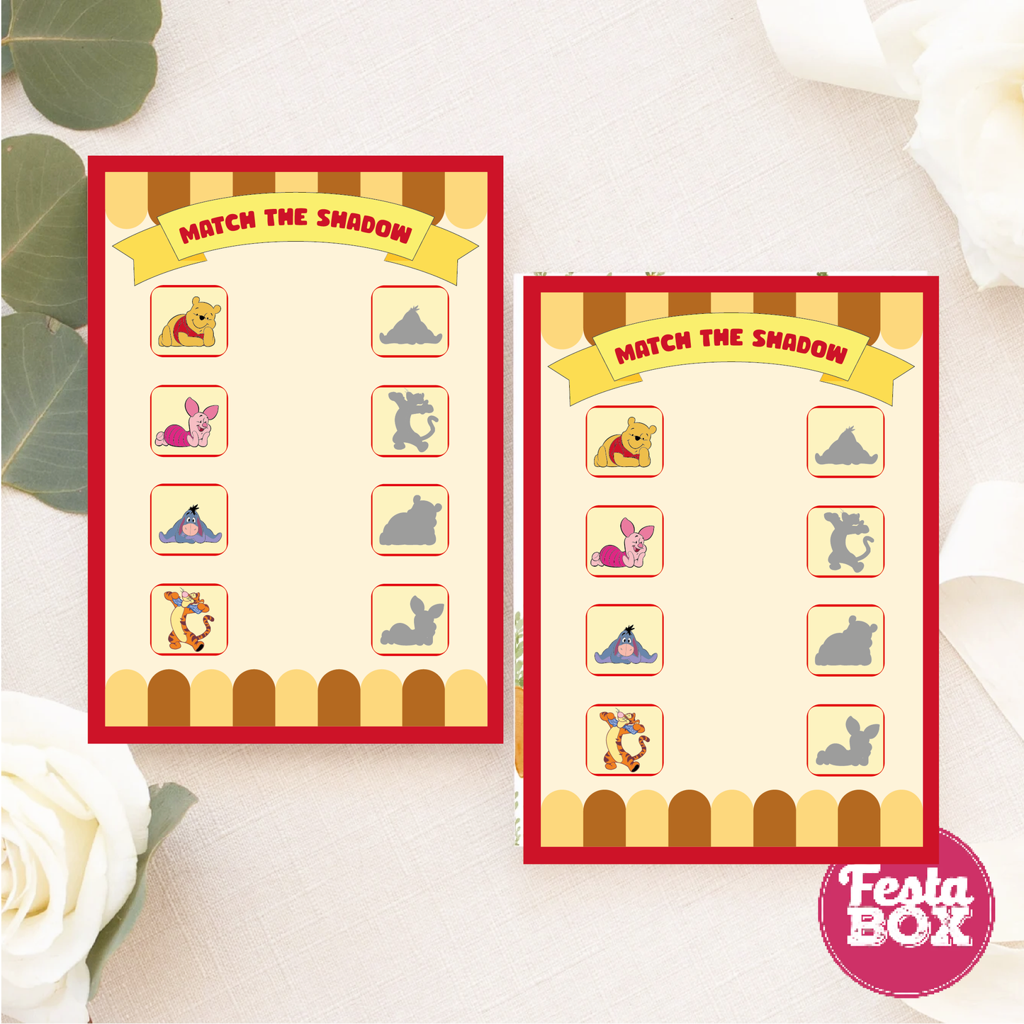 Birthday Game - Match the shadow - Winnie the Pooh Theme