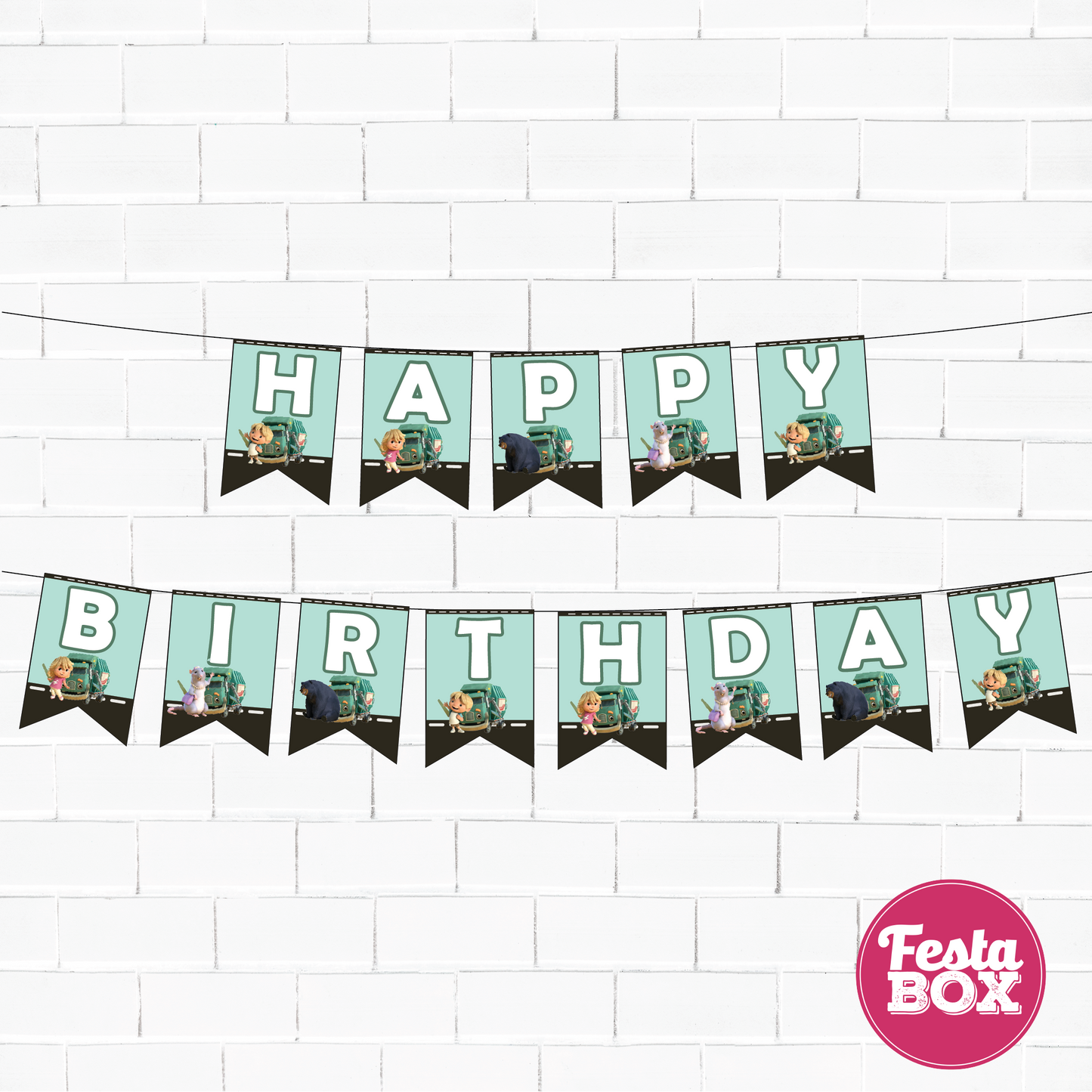 Happy birthday banner - Trash truck Theme Option 1