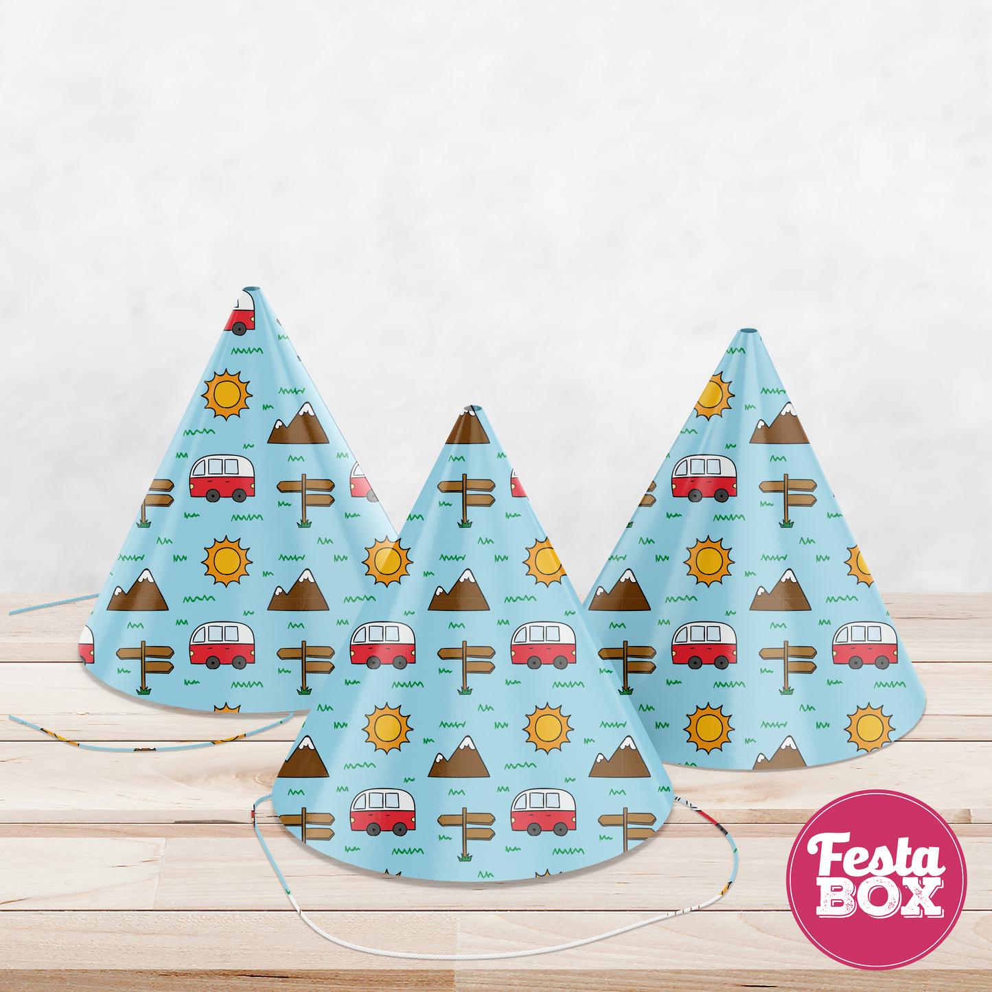 Birthday Celebration Caps - Travel Theme (Set of 6) - option 3