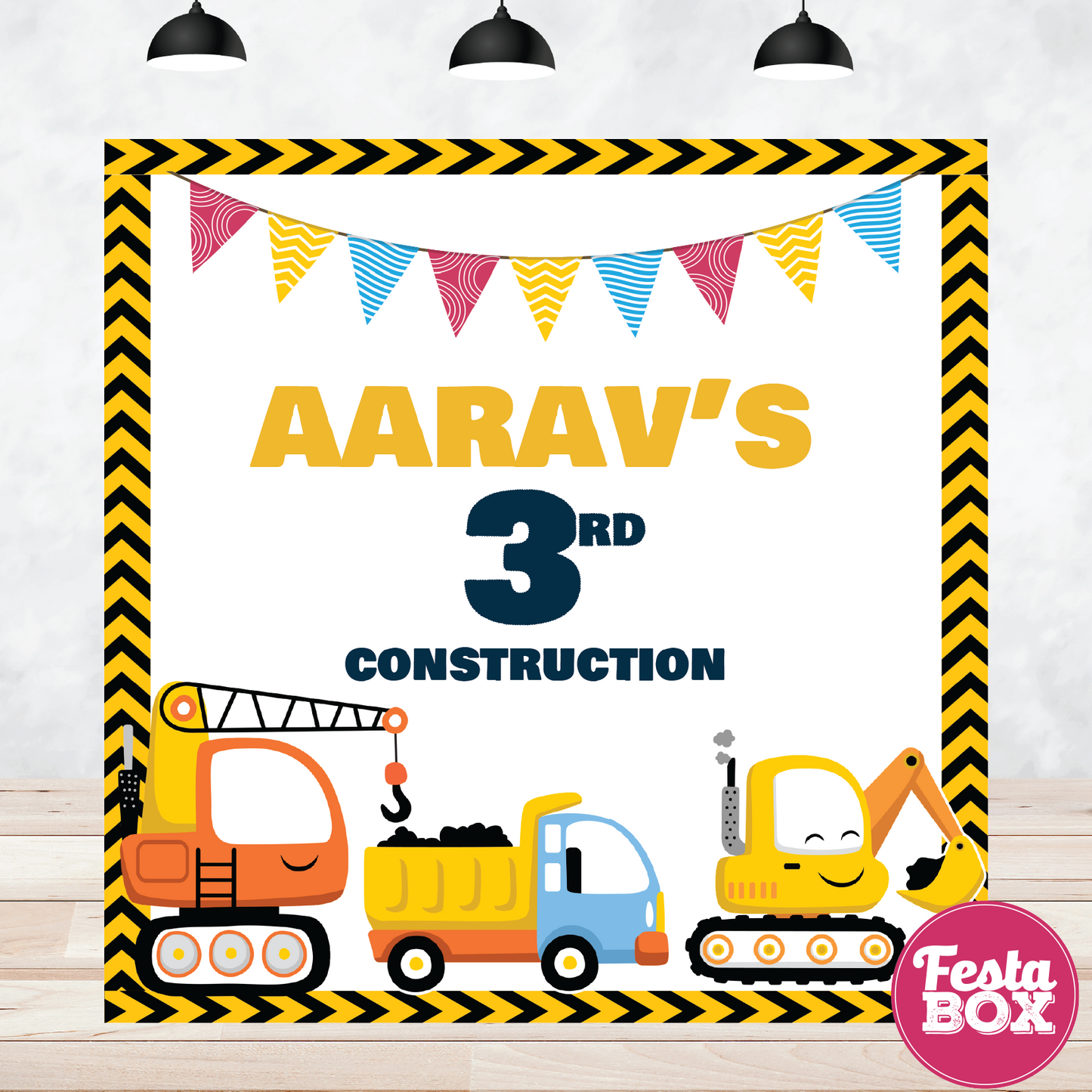 Construction theme birthday Backdrop