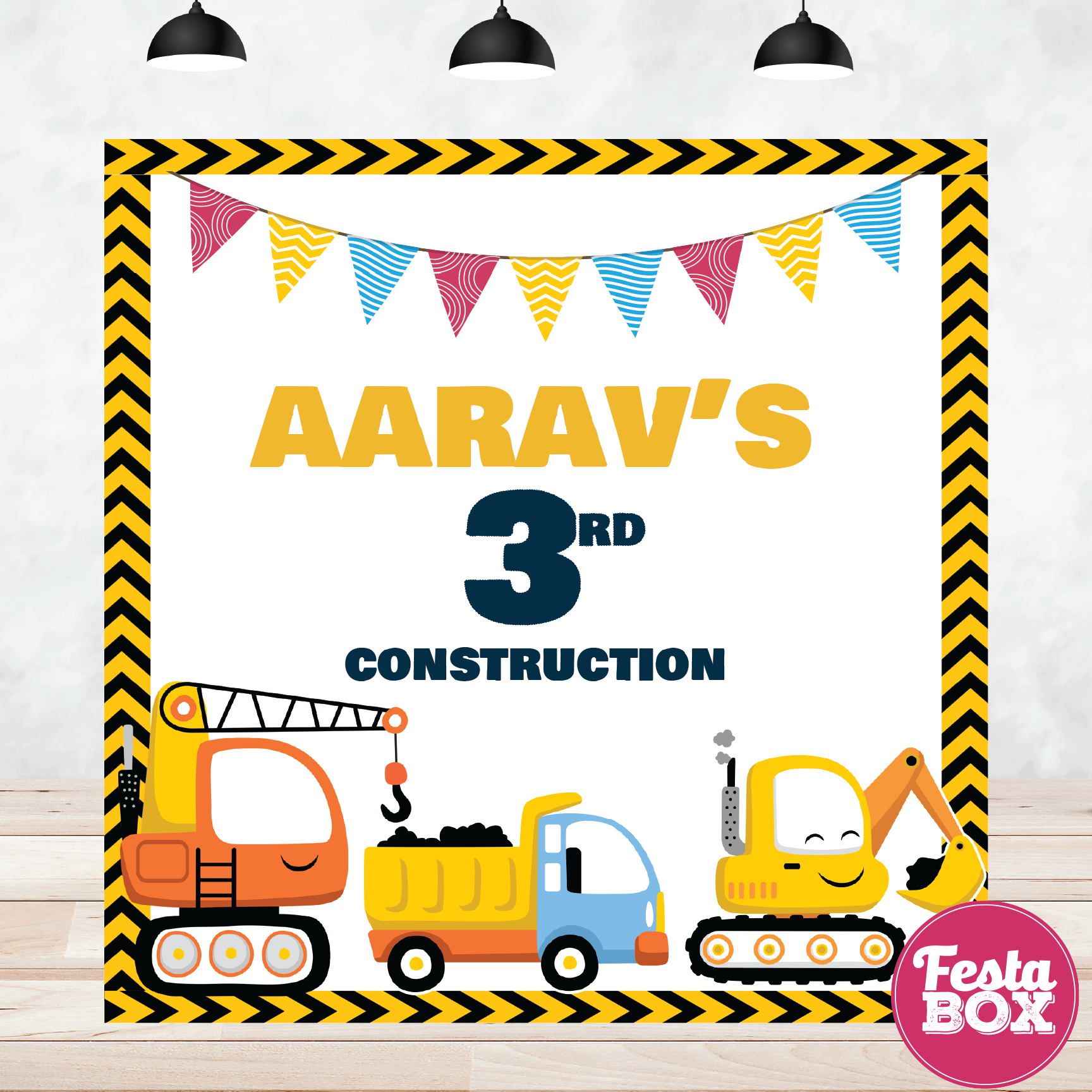 Construction theme birthday Backdrop