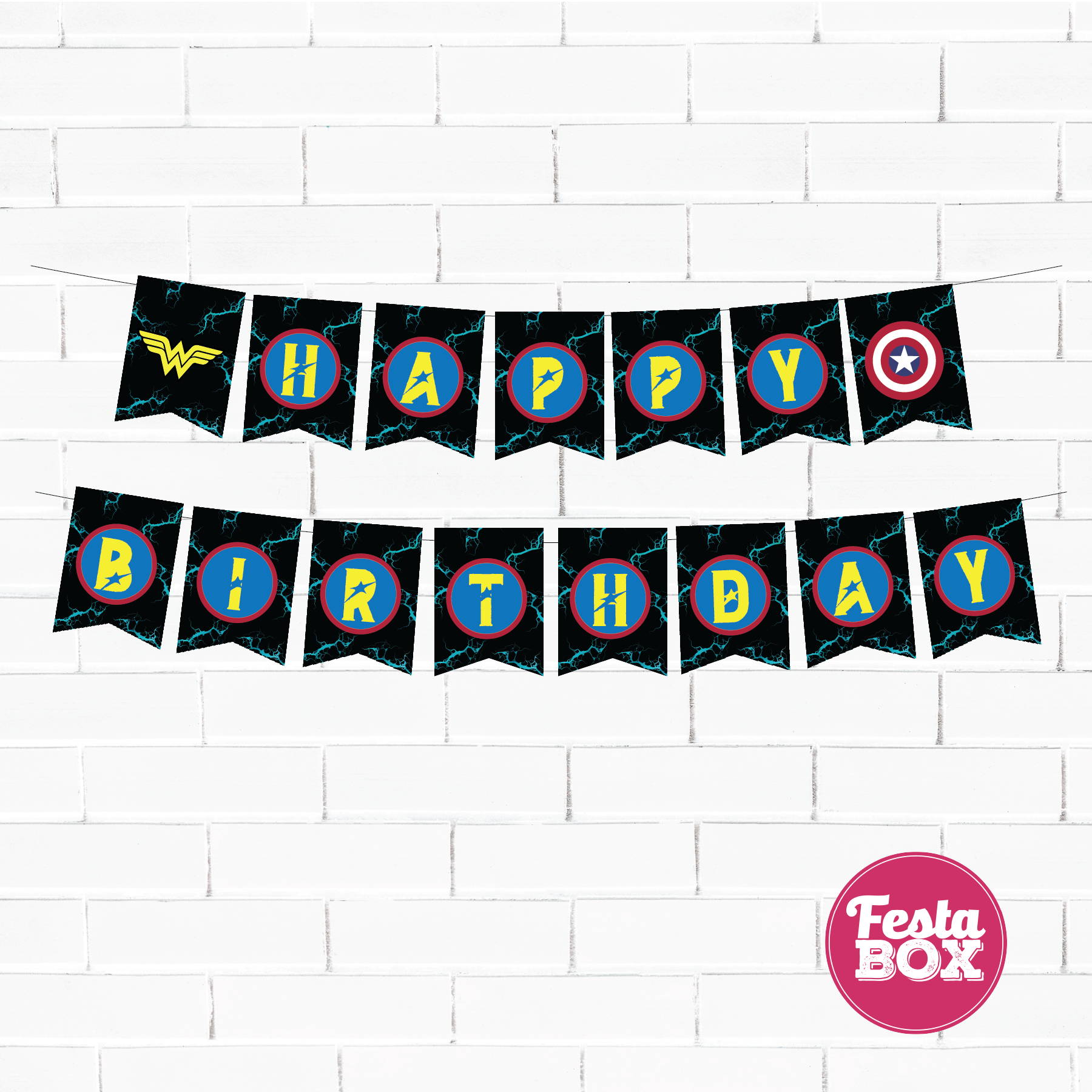 Happy Birthday Banner for Birthday Party Decoration - Avengers Theme Option 1