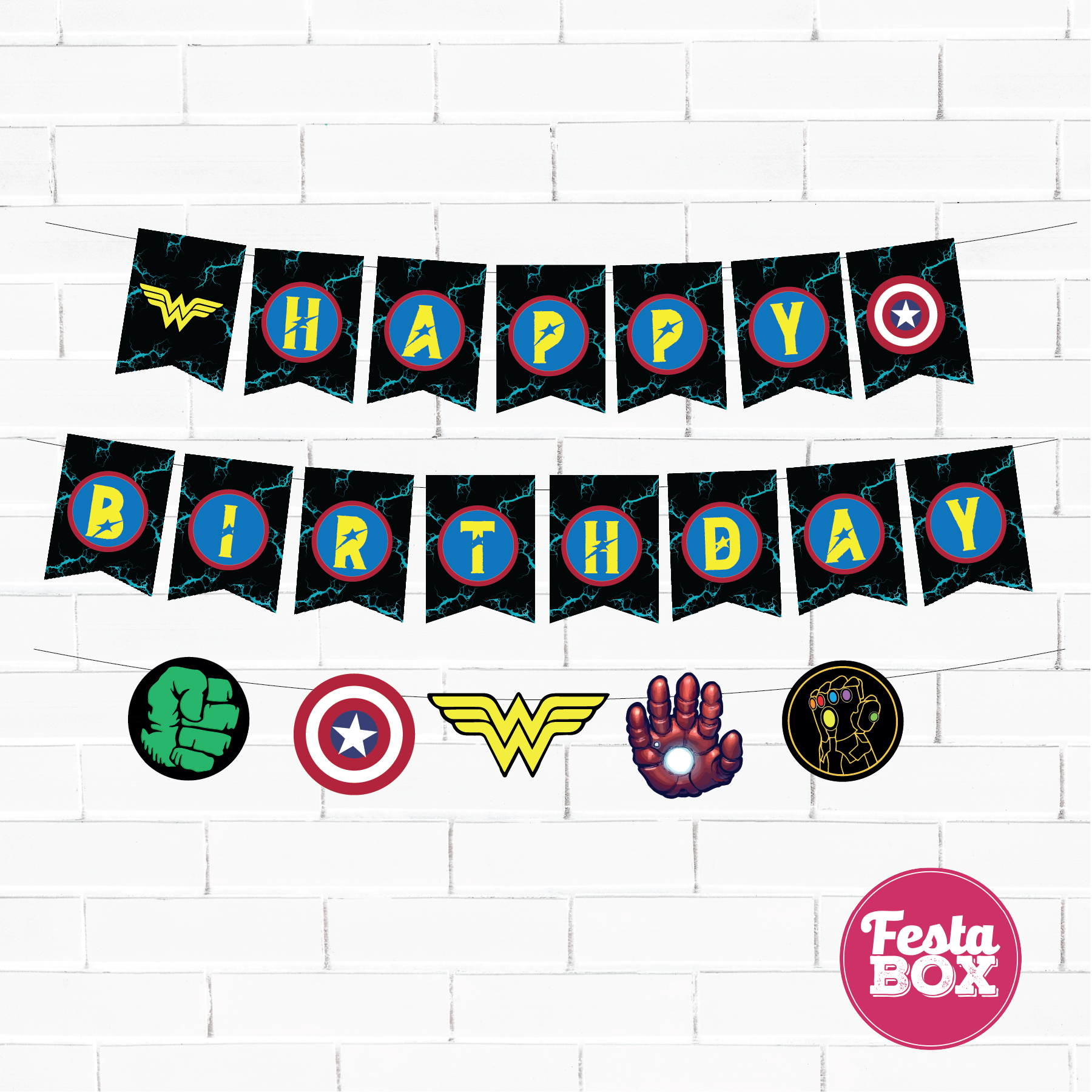 Birthday Banner for Birthday Party Decoration - Avengers Theme Option 1