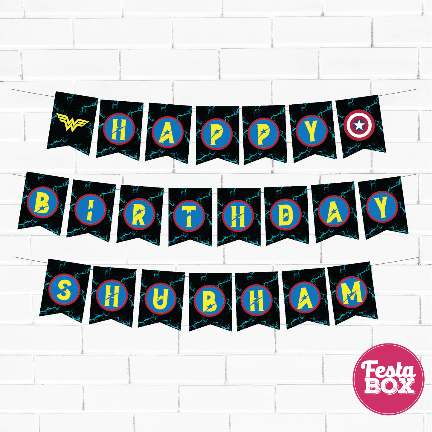 Background Banner for Birthday Party Decoration - Avengers Theme Option 1