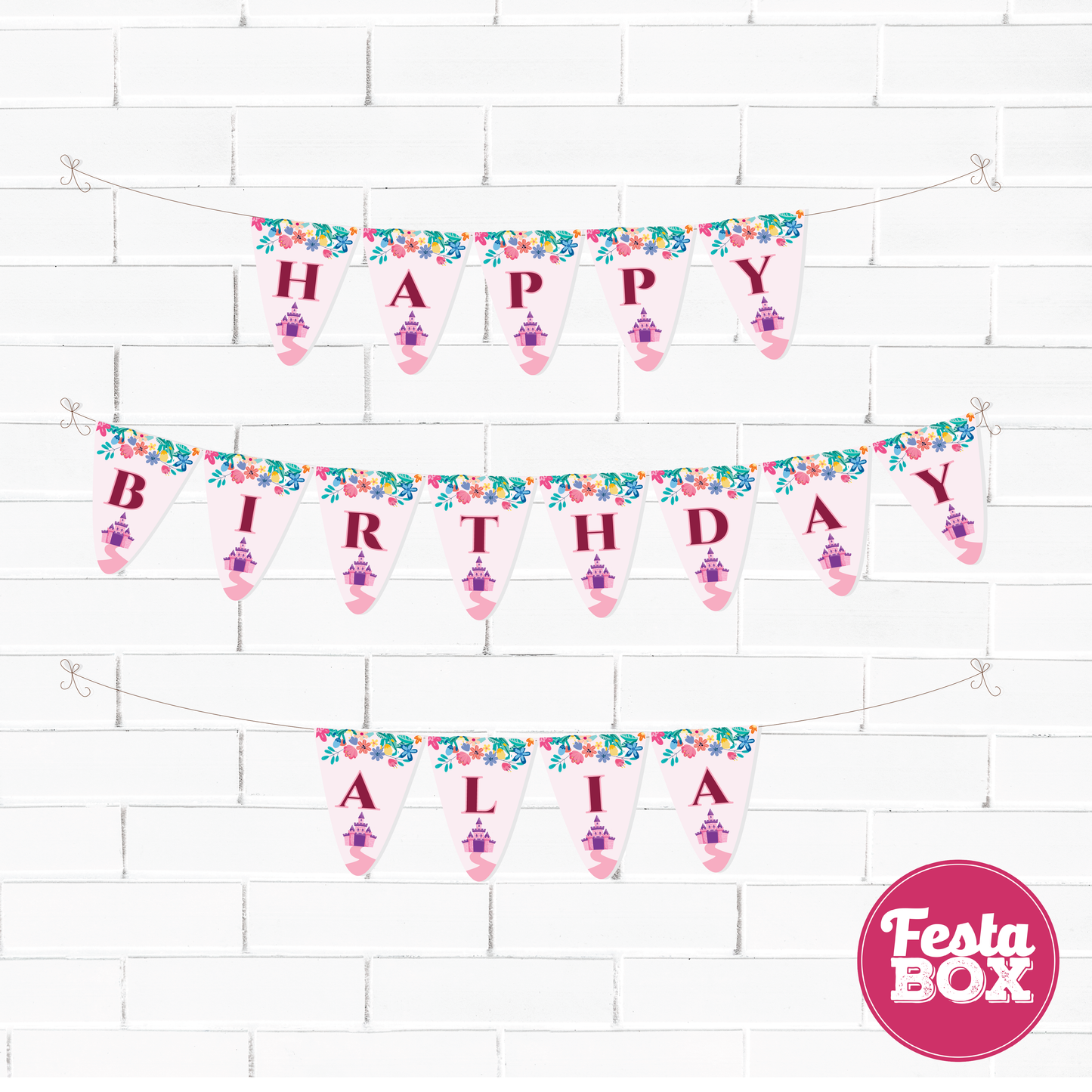 Background Banner for Birthday Party Decoration - Princess Theme - Option 1