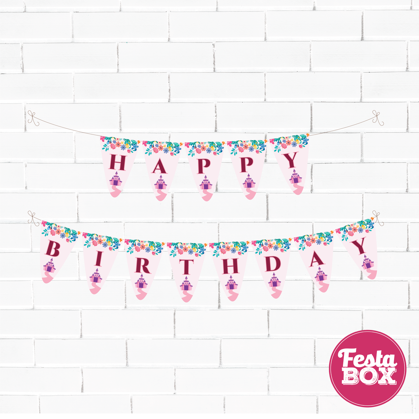 Background Banner for Birthday Party Decoration - Princess Theme - Option 1