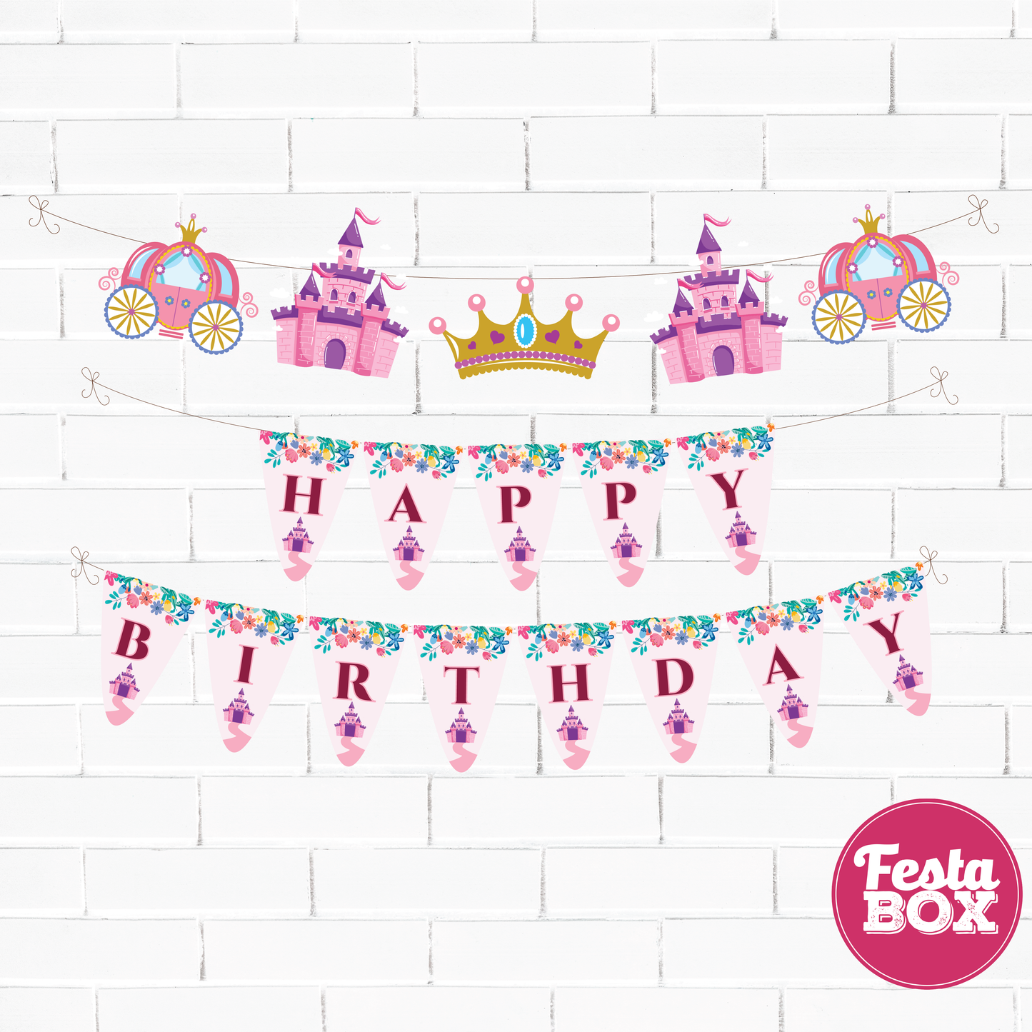 Background Banner for Birthday Party Decoration - Princess Theme - Option 1