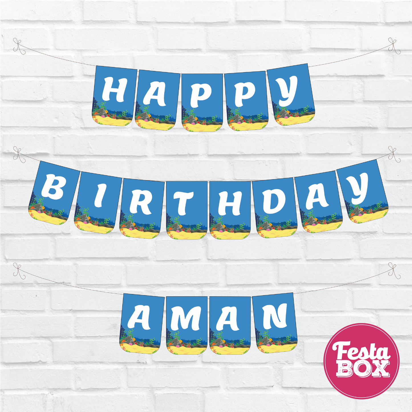 Background Banner for Birthday Party Decoration - Under the Sea Theme - Option 1