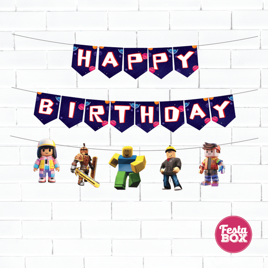 Happy Birthday Banner for Birthday Party Decoration - Roblox Theme