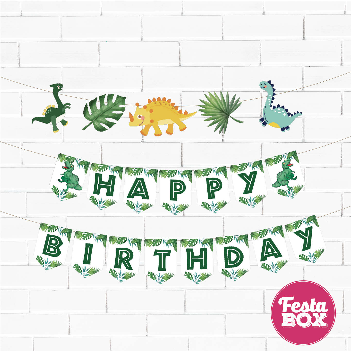 Background Banner for Birthday Party Decoration - Dinosaur Theme Option 2