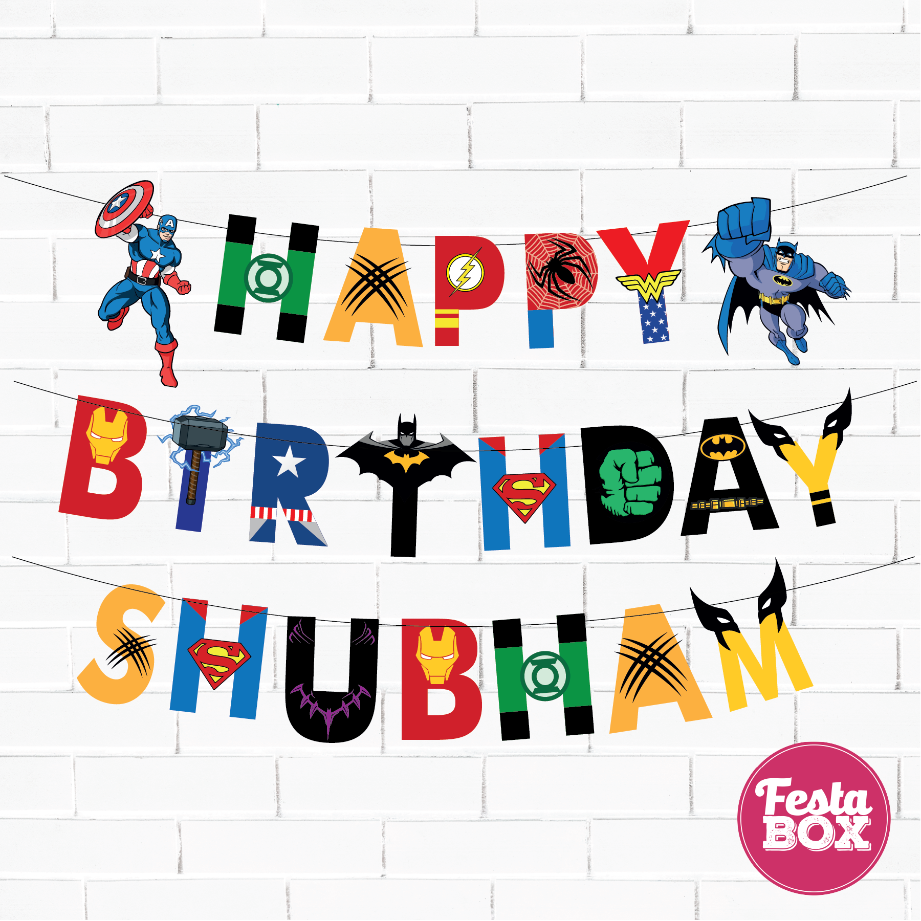 Background Banner for Birthday Party Decoration - Avengers Theme Option 2