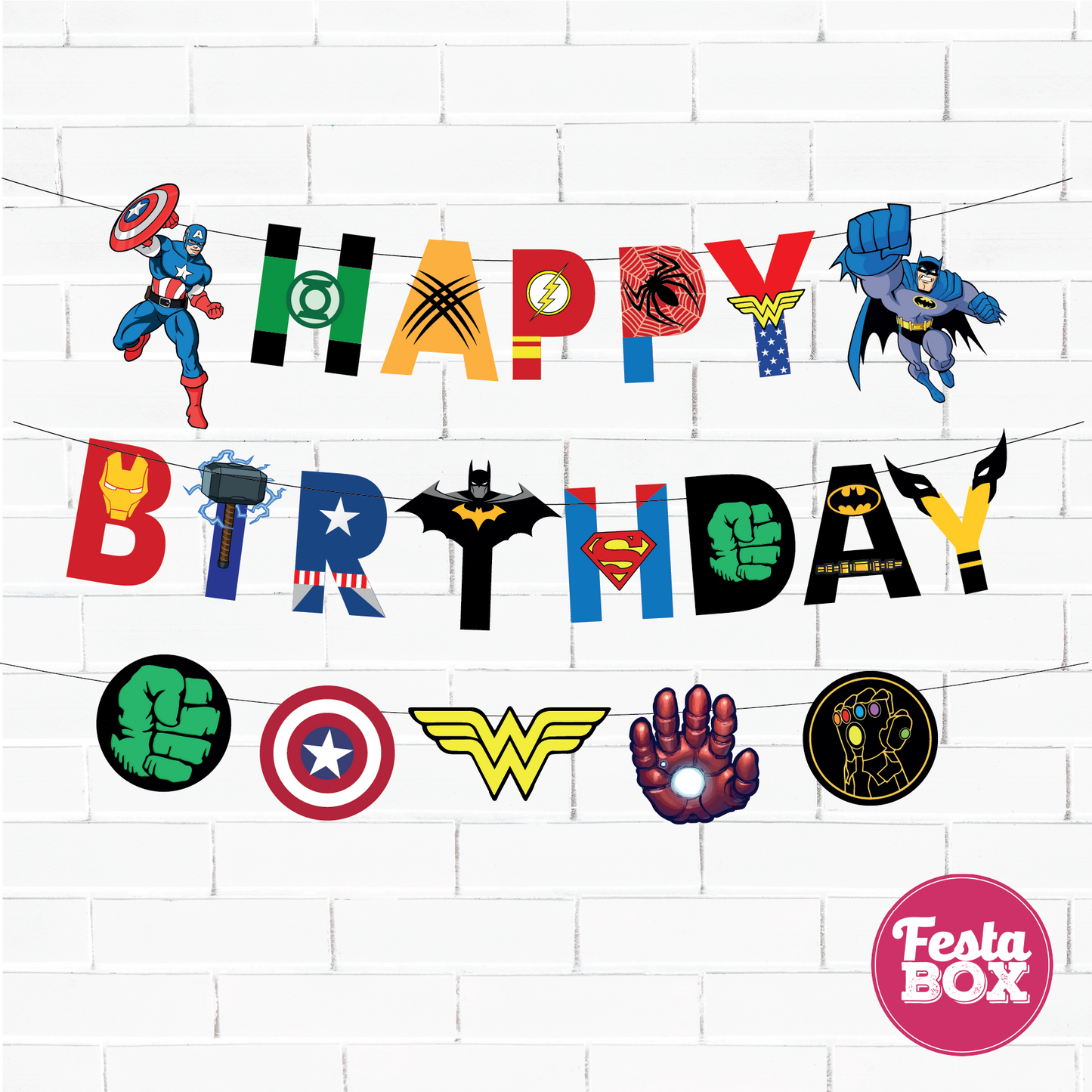 Birthday Banner for Birthday Party Decoration - Avengers Theme Option 2
