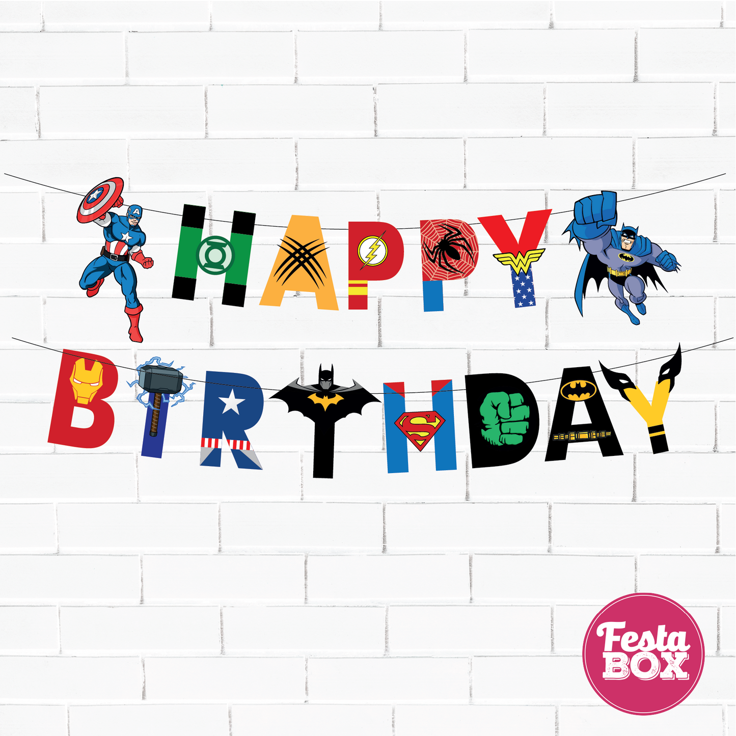 Happy Birthday Banner for Birthday Party Decoration - Avengers Theme Option 2