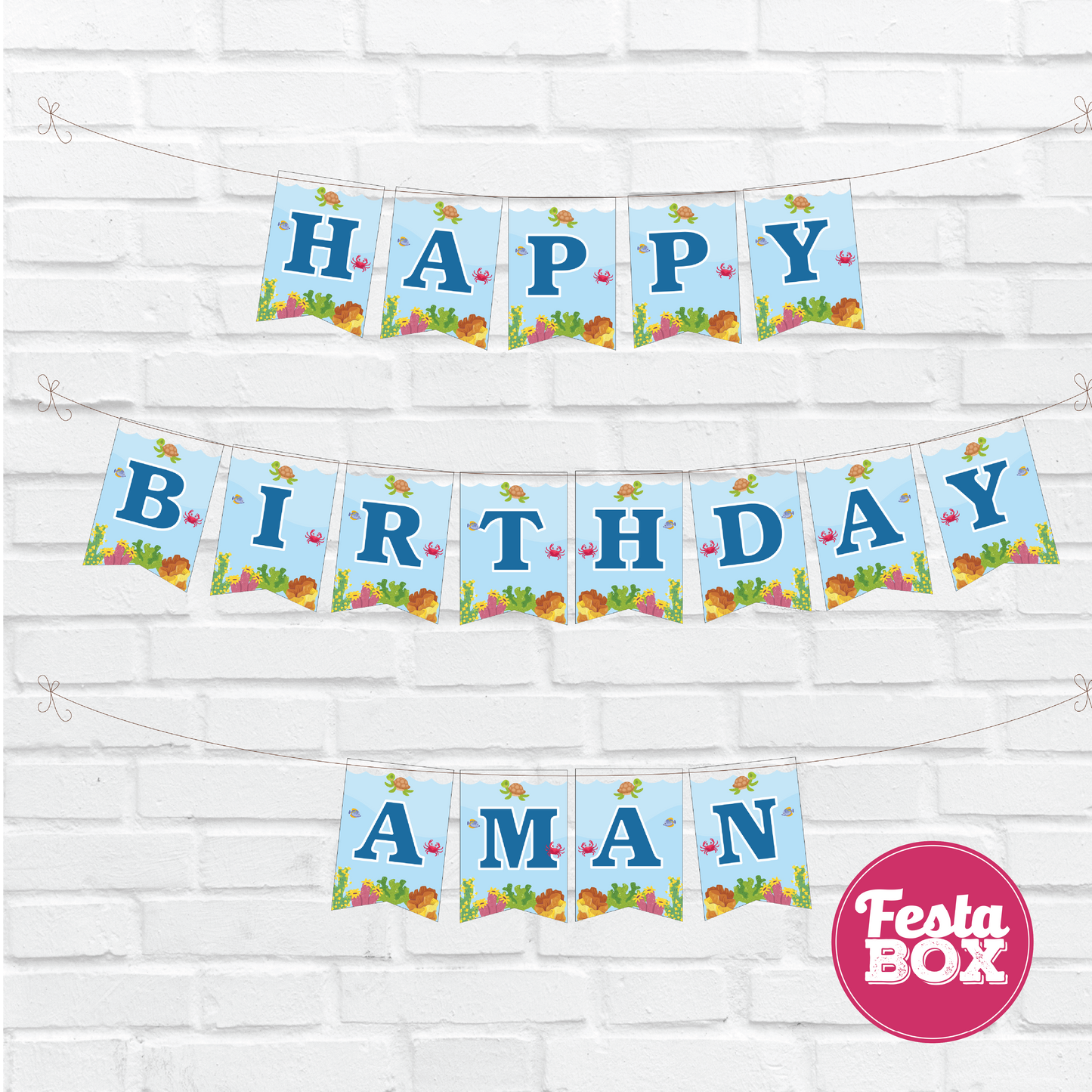 Background Banner for Birthday Party Decoration - Under the Sea Theme - Option 2