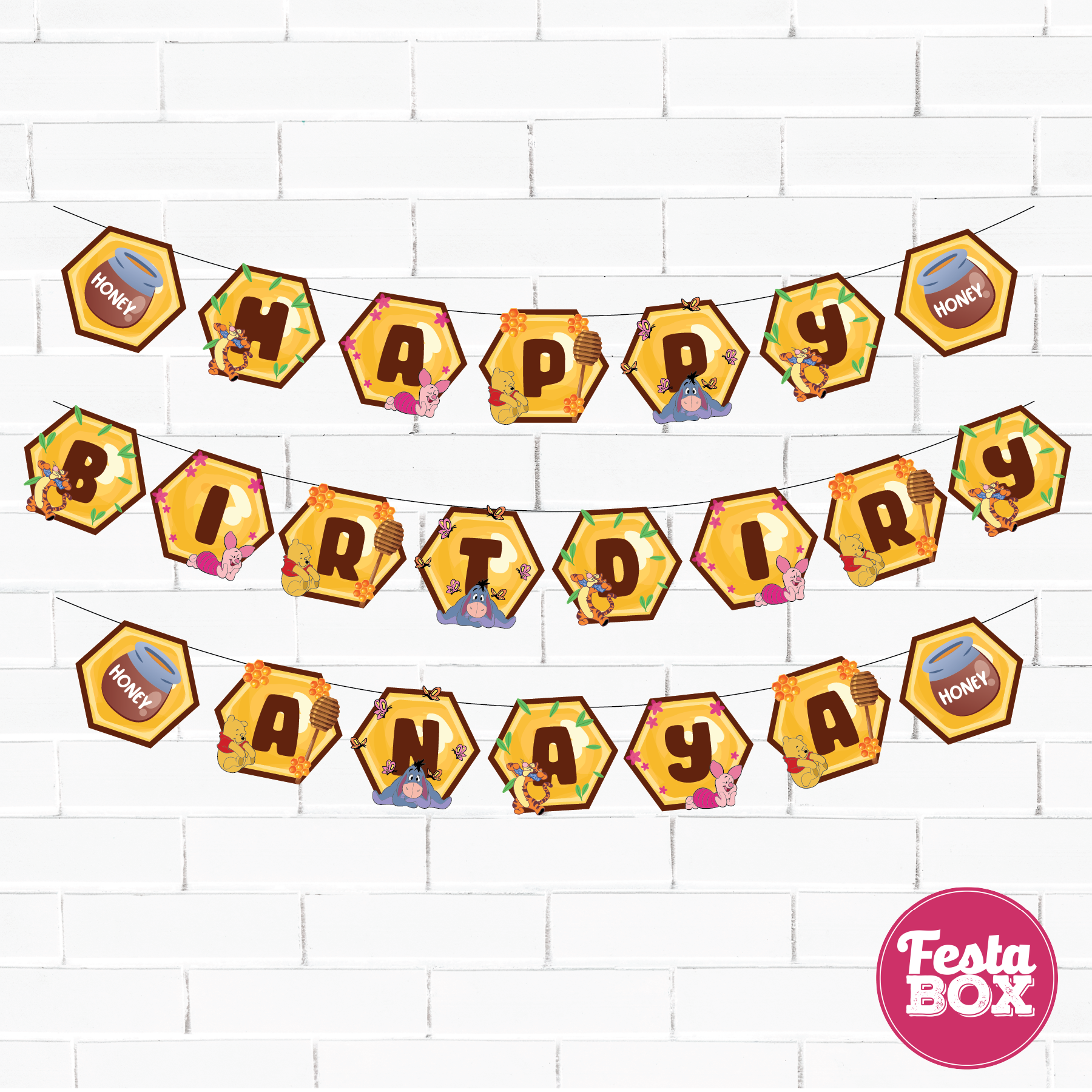 Background Banner for Birthday Party Decoration - Winnie the Pooh Theme